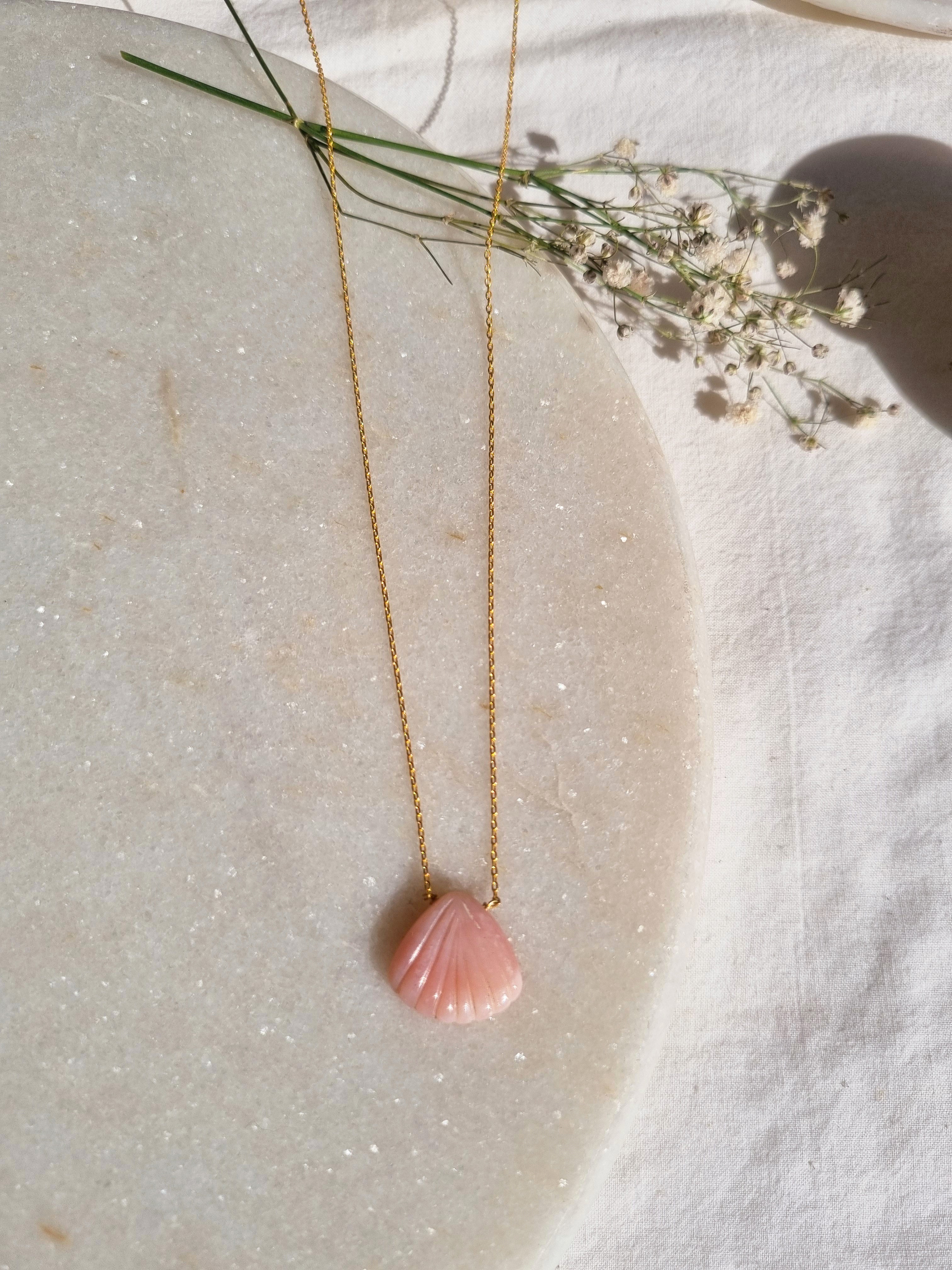 sankha - Pink Opal Shell Pendant