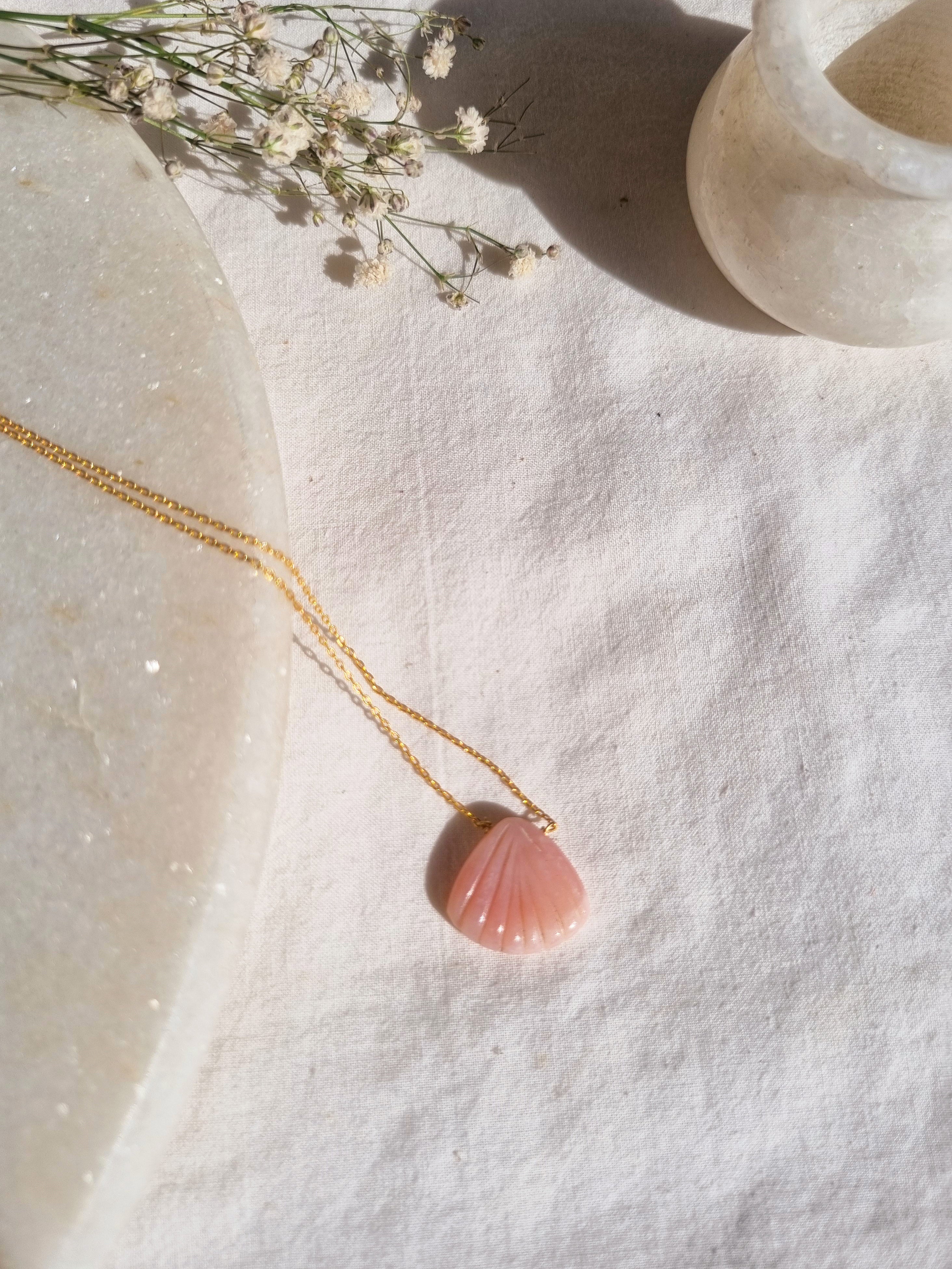 sankha - Pink Opal Shell Pendant