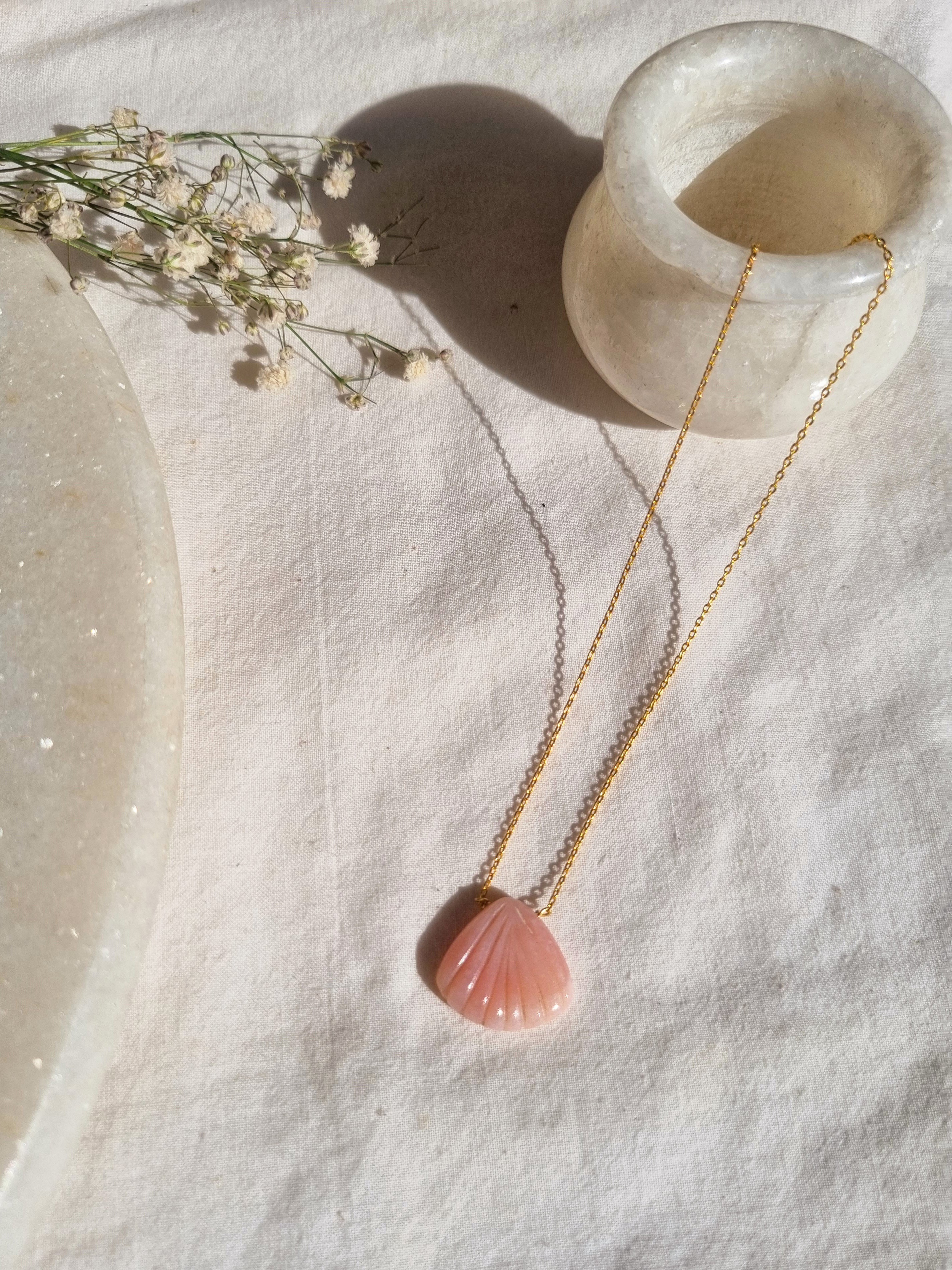 sankha - Pink Opal Shell Pendant