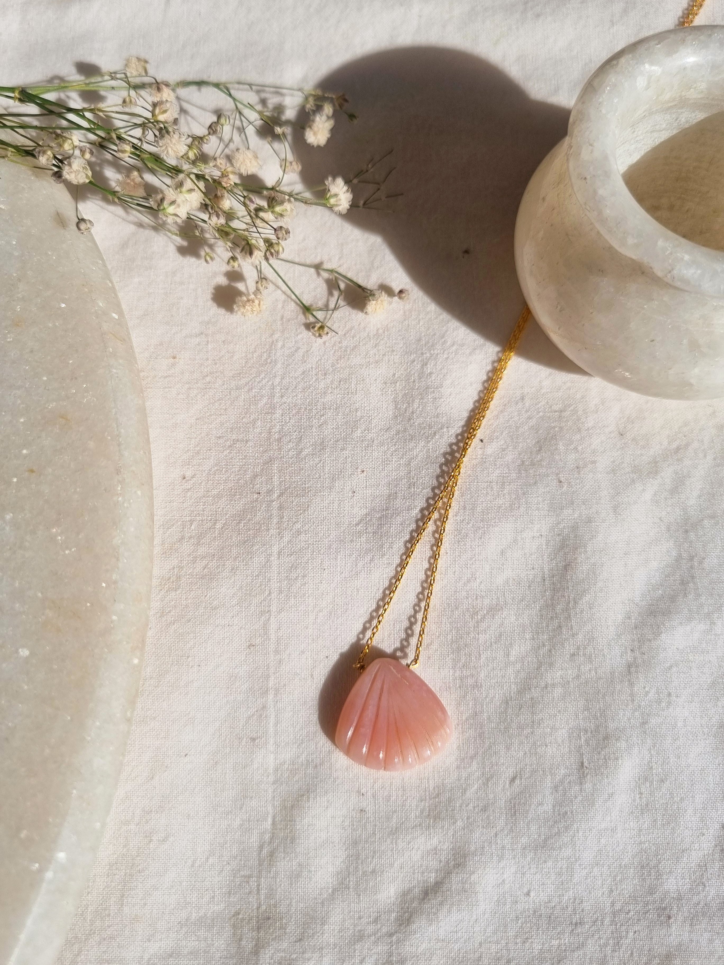 sankha - Pink Opal Shell Pendant