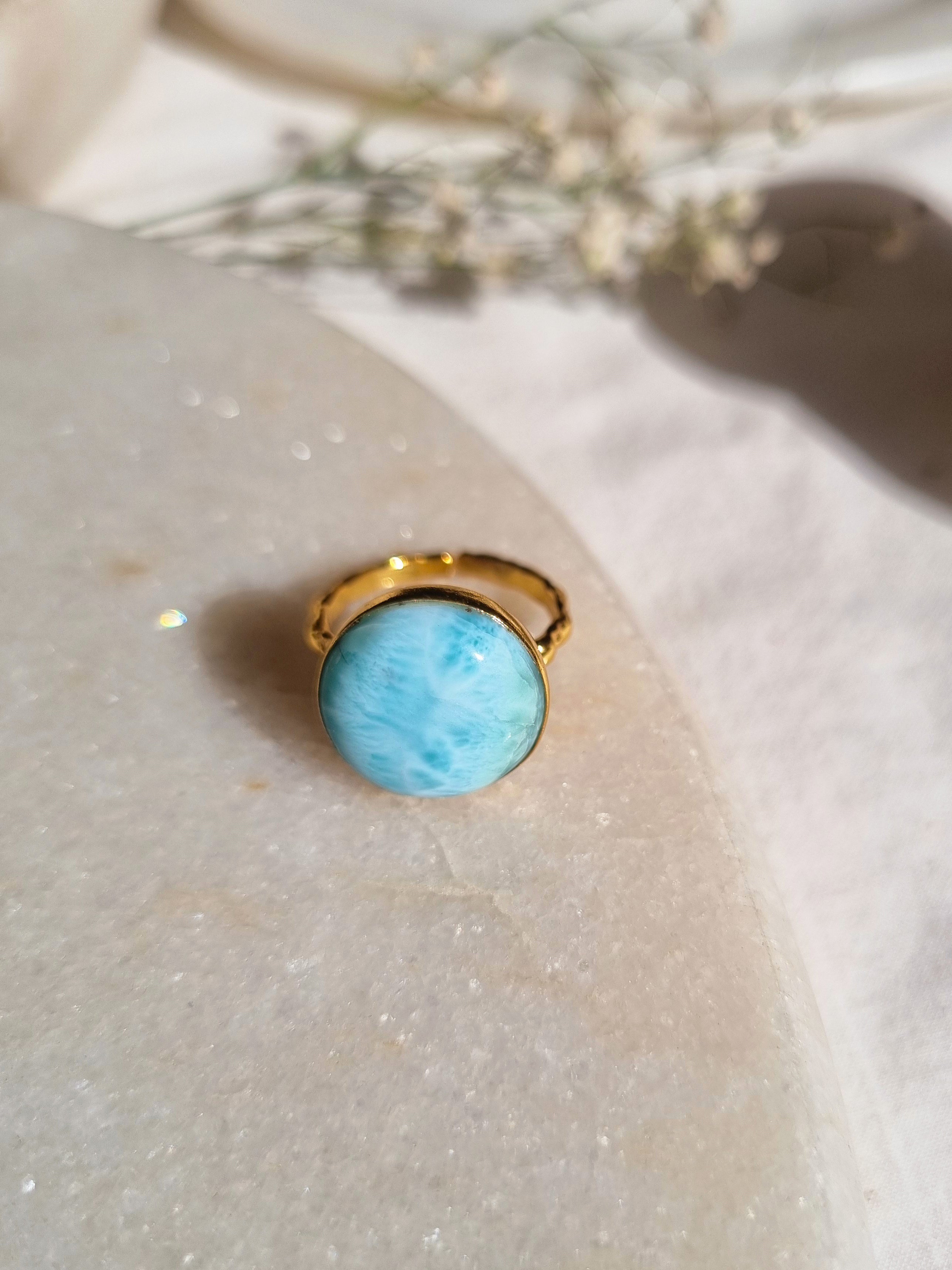 surya - Larimar Sun Ring