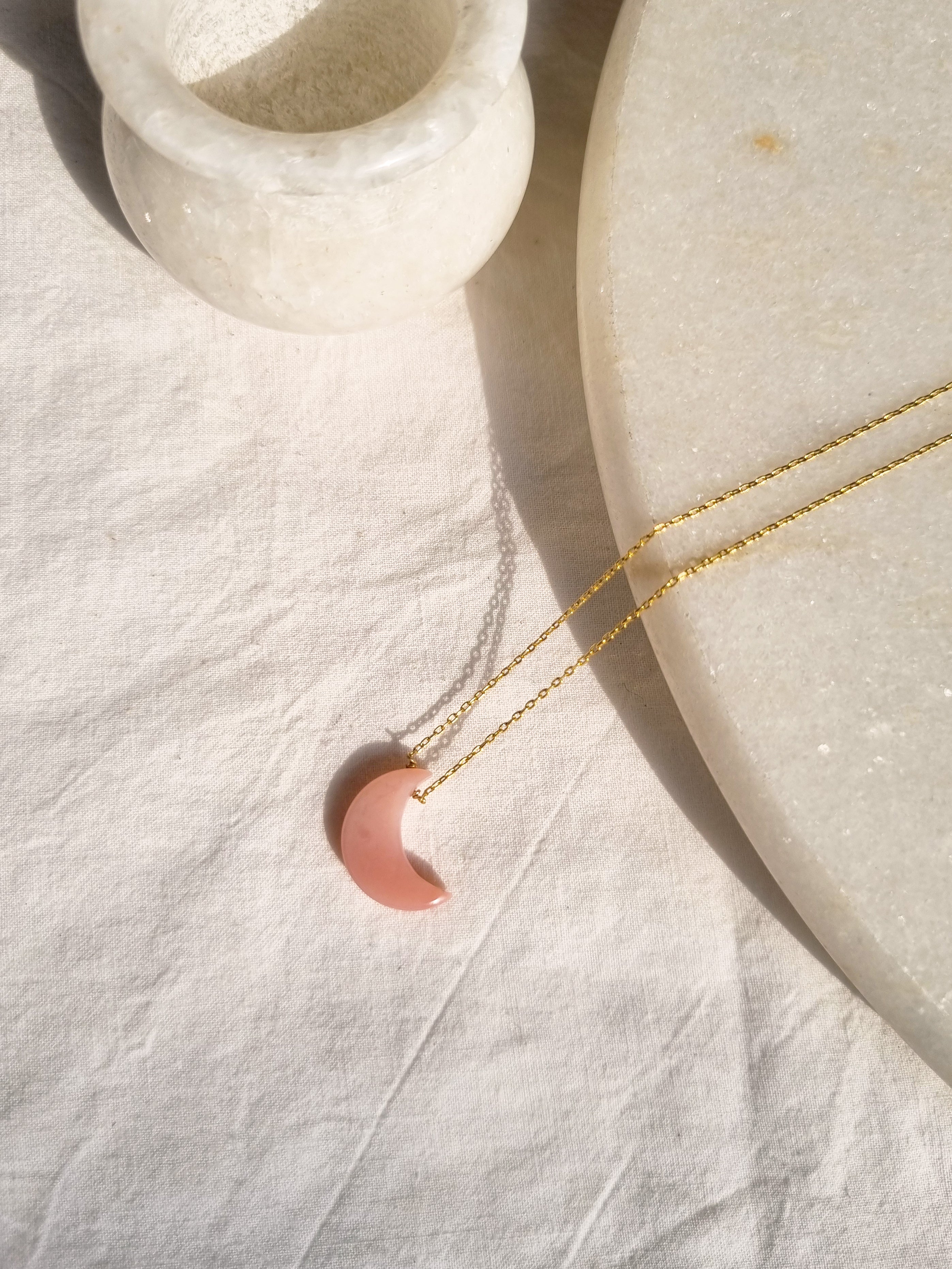 adhva - Pink Opal Luna Pendant