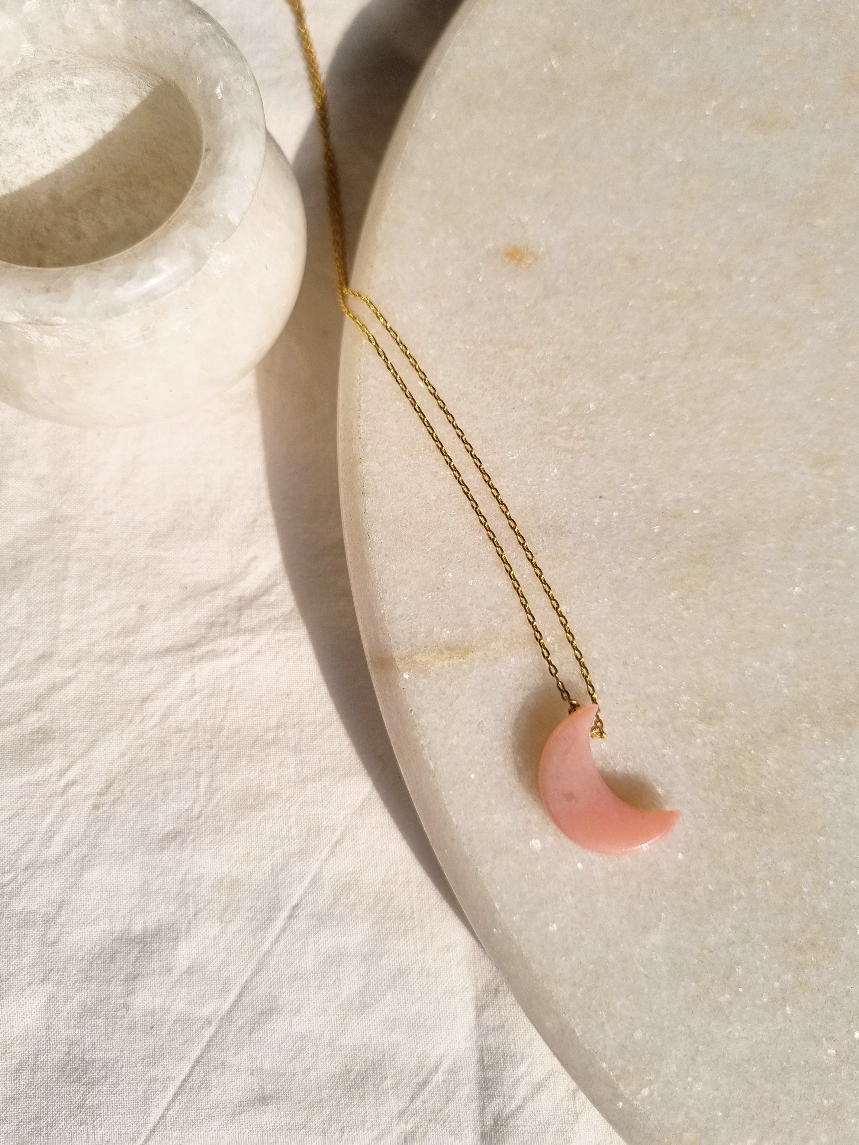 adhva - Pink Opal Luna Pendant