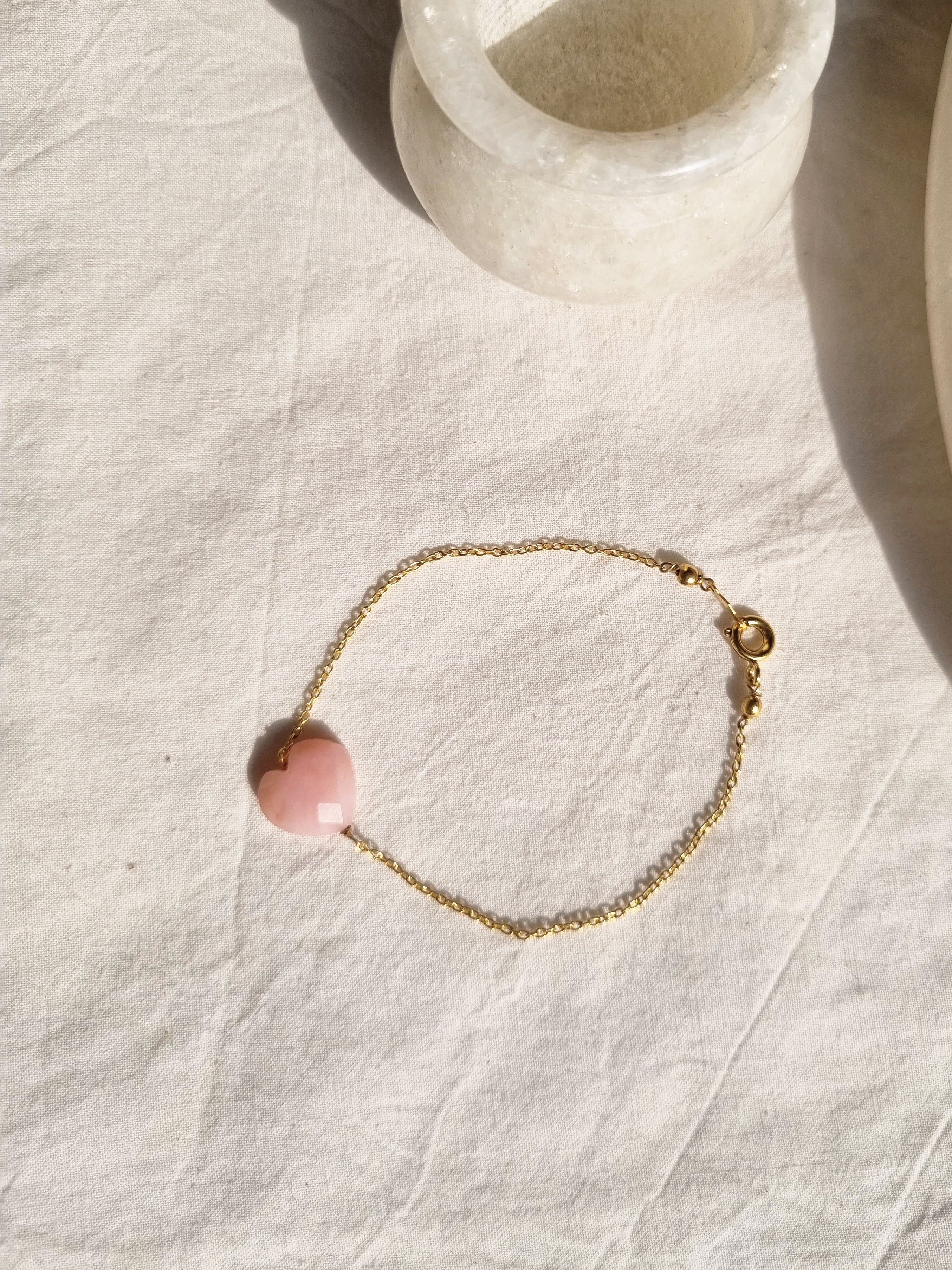 amsa - Pink Opal Heart Bracelet