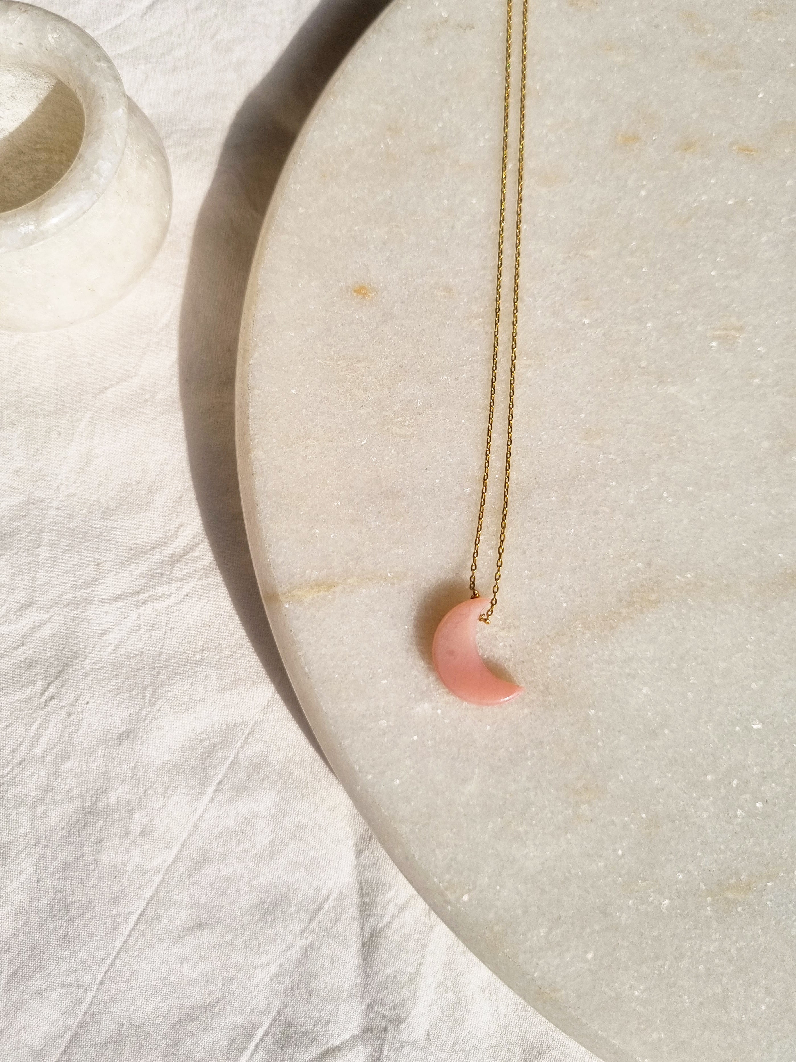 adhva - Pink Opal Luna Pendant