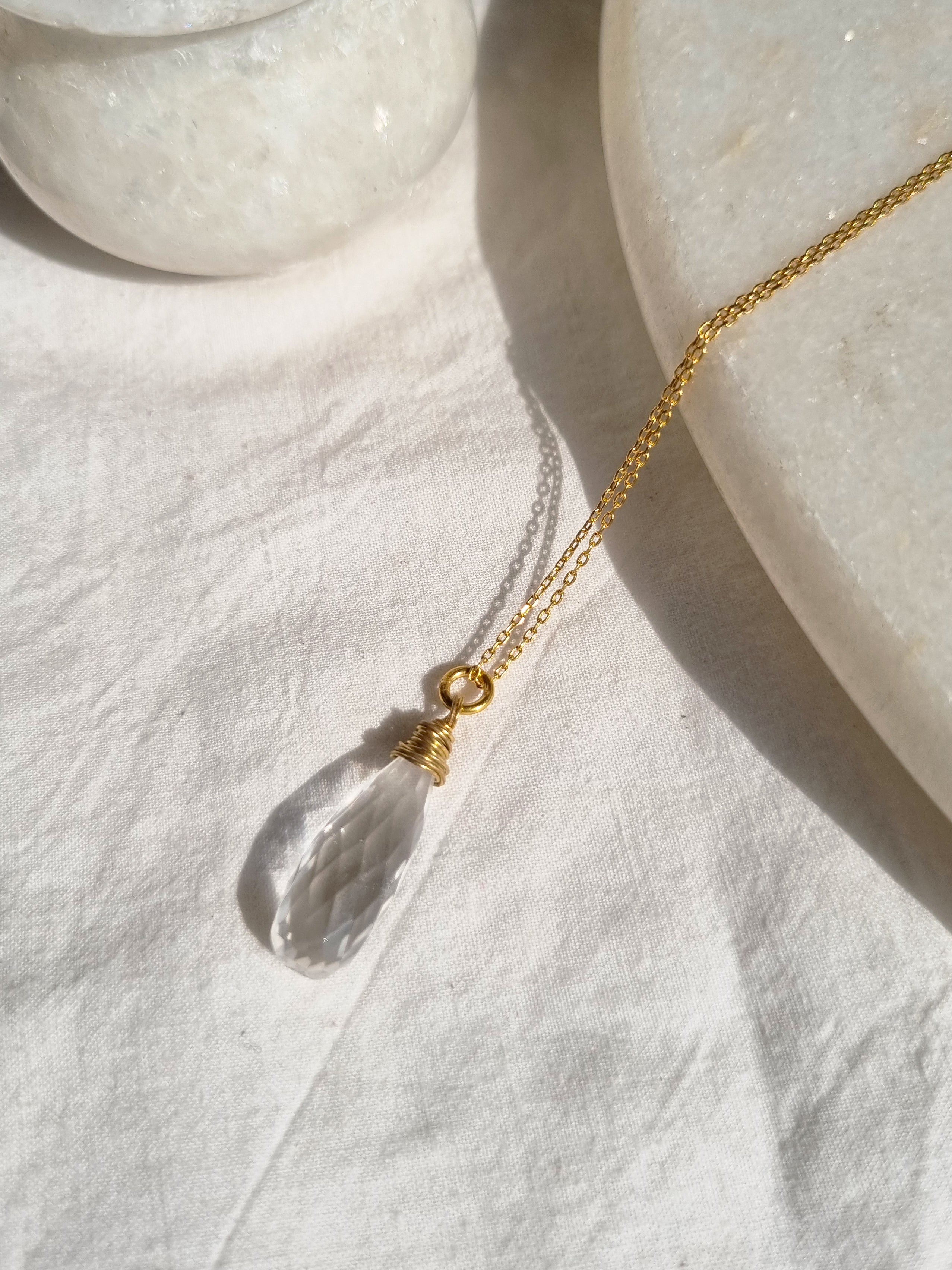 arkar - Clear Quartz Long Teardrop Pendant