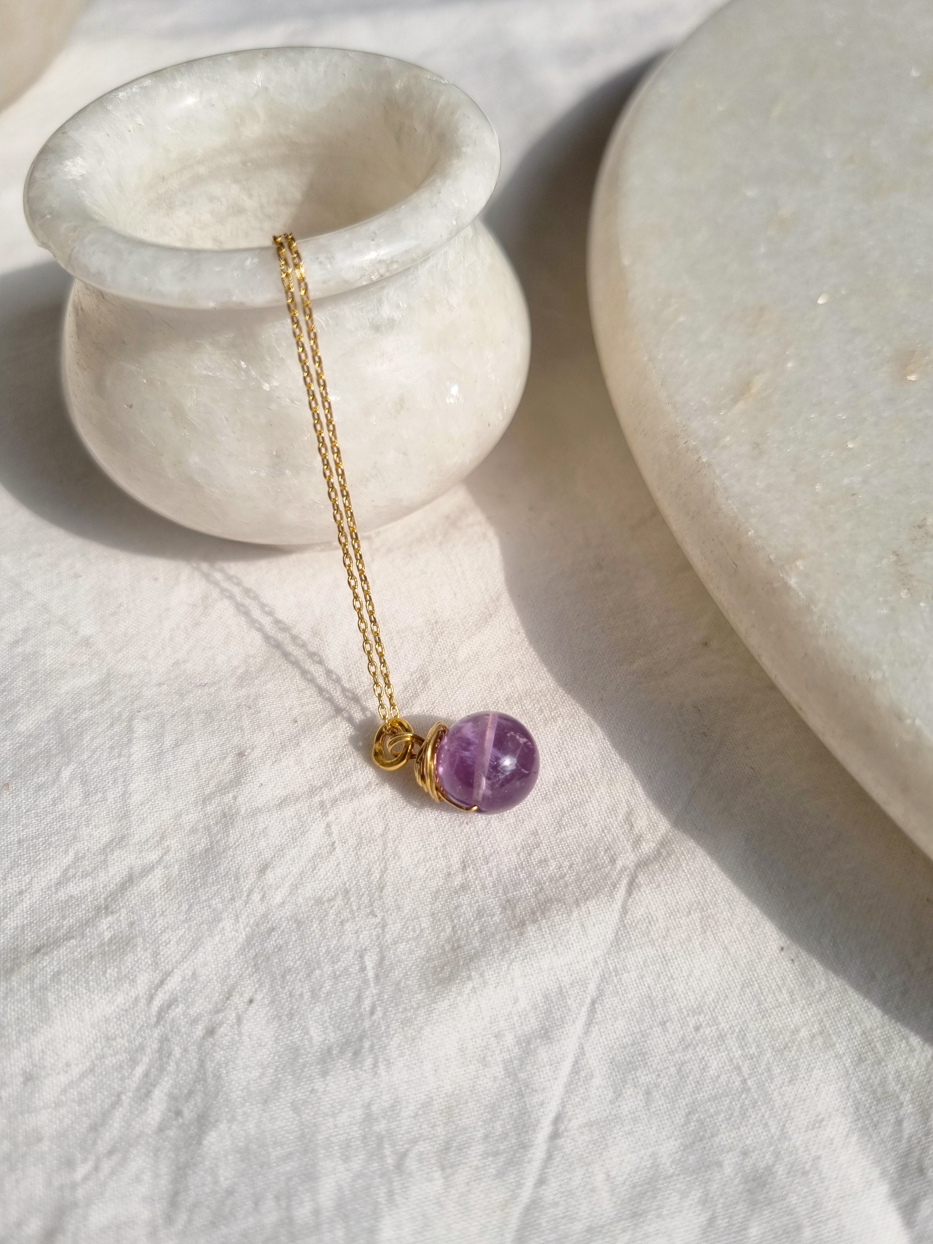 bija - Amethyst Round Pendant