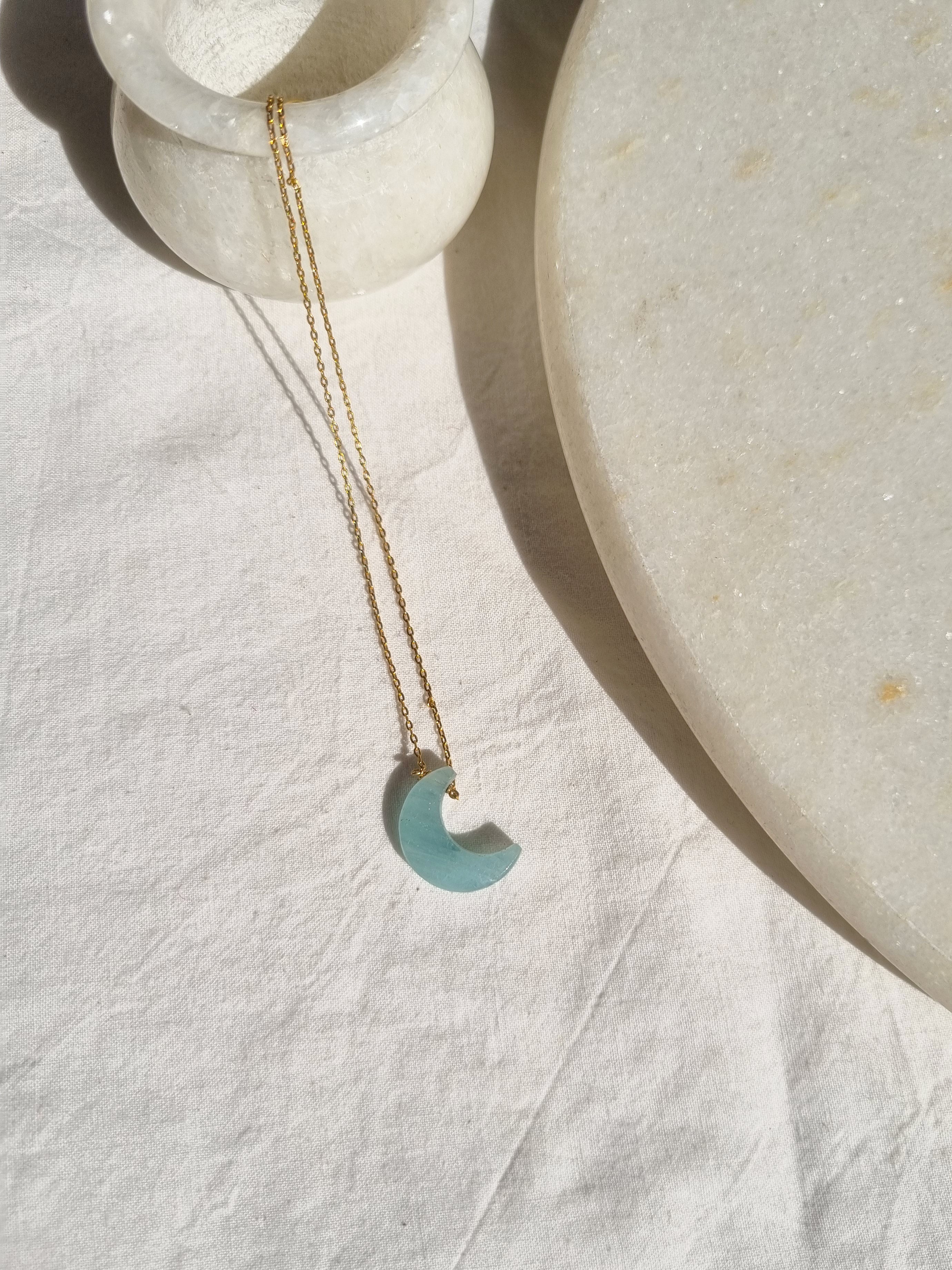 adhva - Aquamarine Luna Pendant