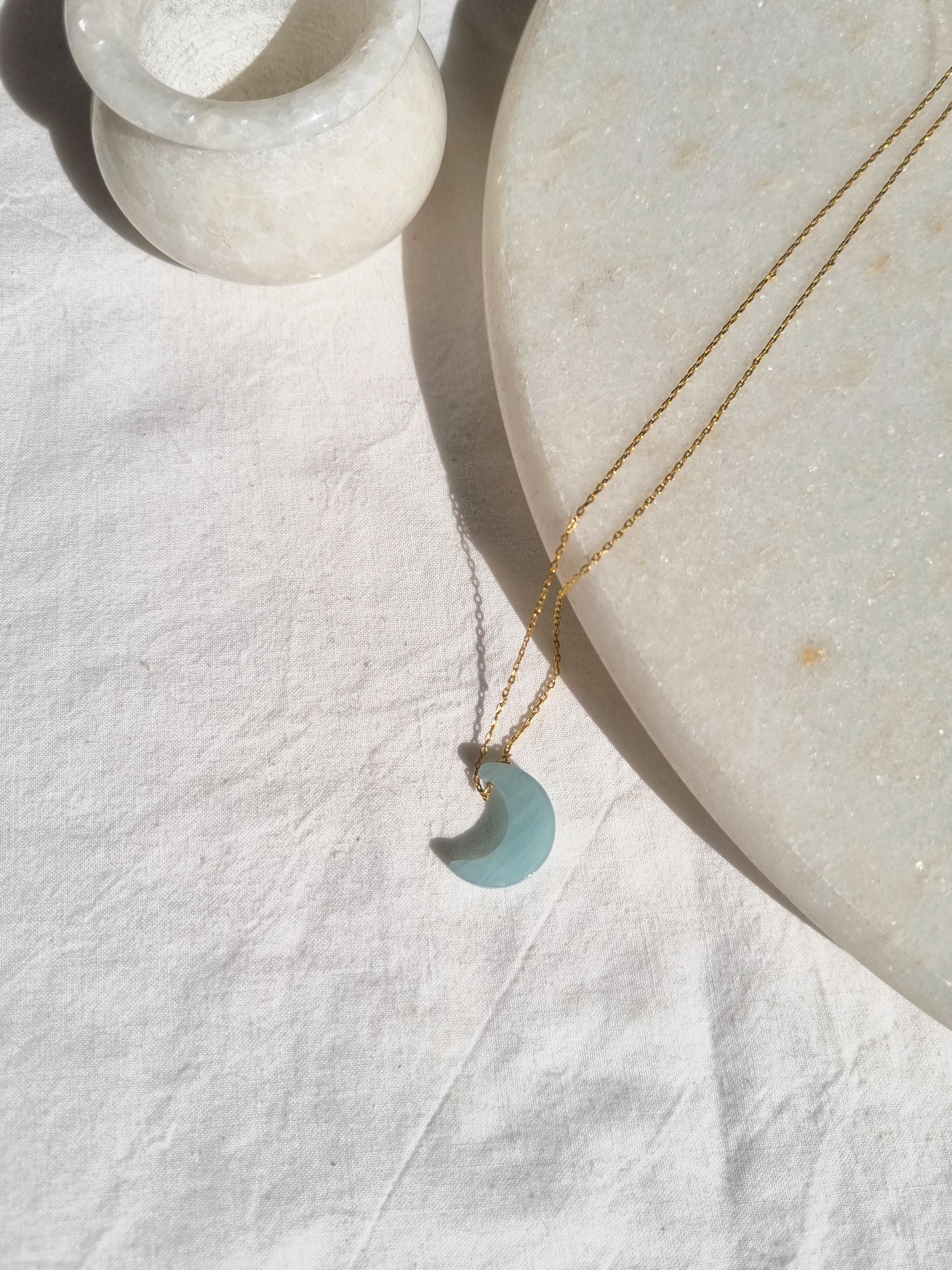 adhva - Aquamarine Luna Pendant