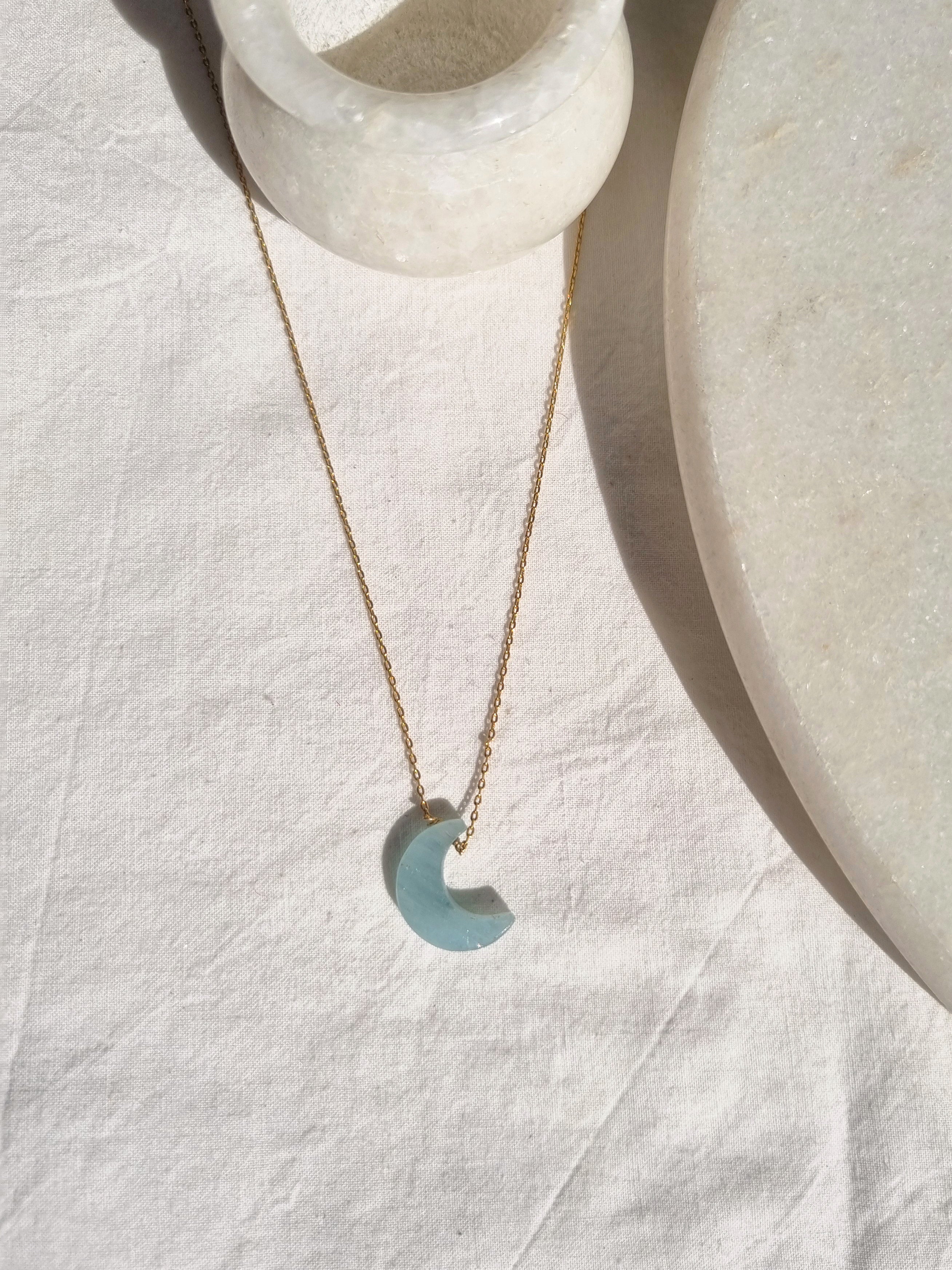 adhva - Aquamarine Luna Pendant