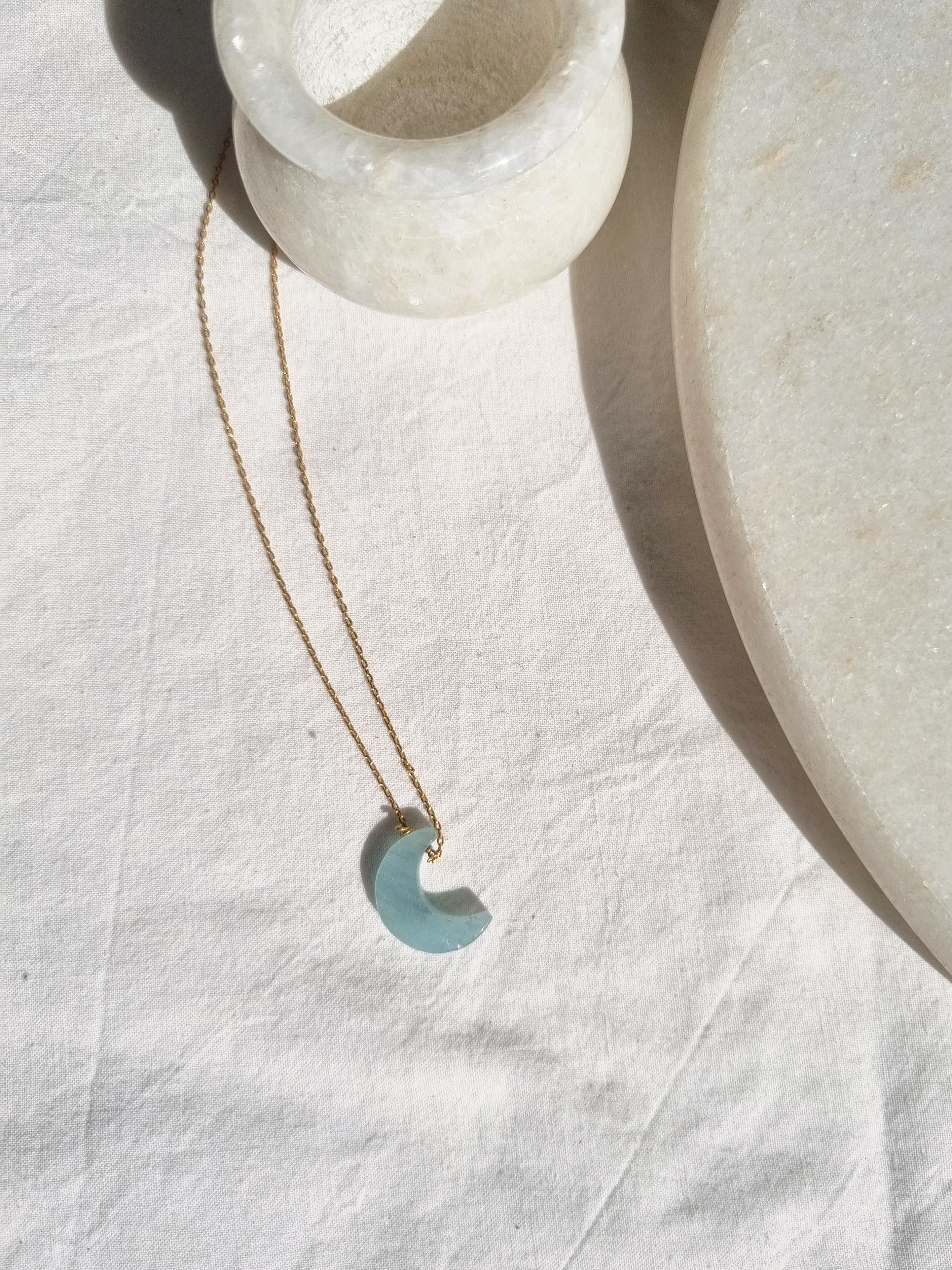 adhva - Aquamarine Luna Pendant