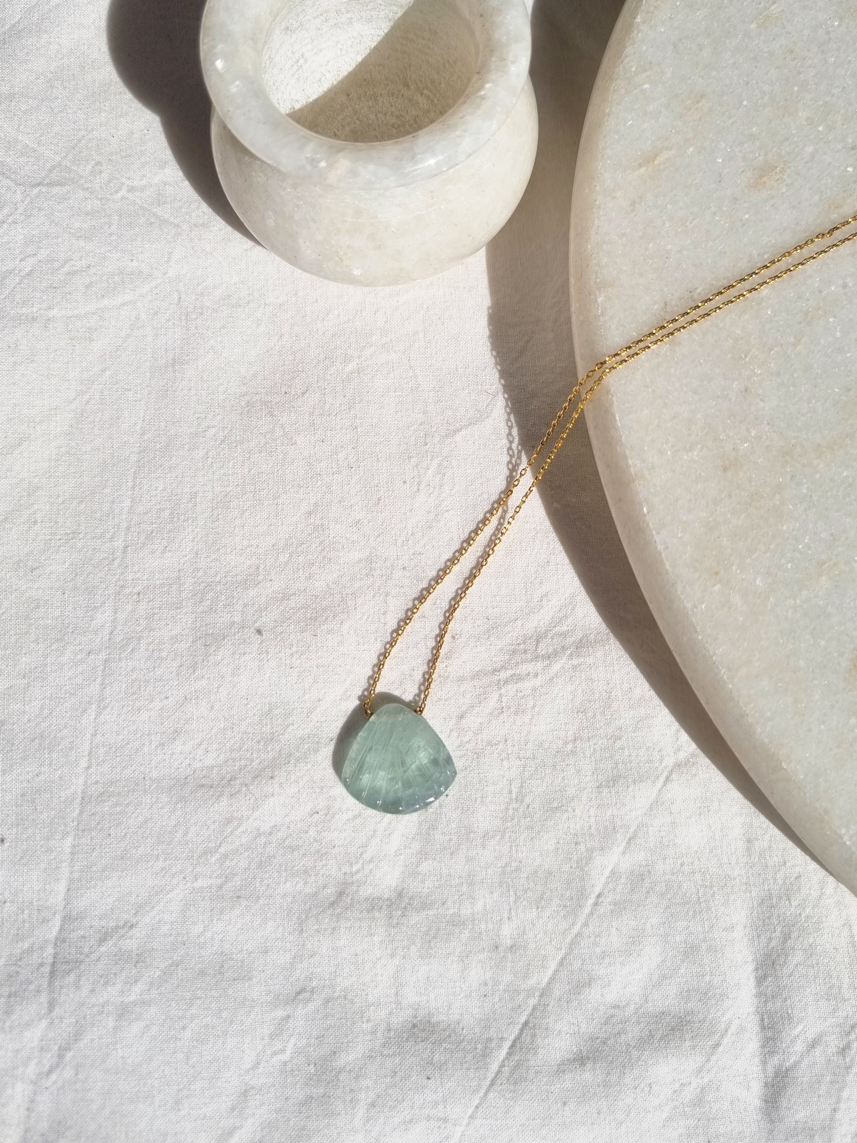 sankha - Aquamarine Shell Pendant