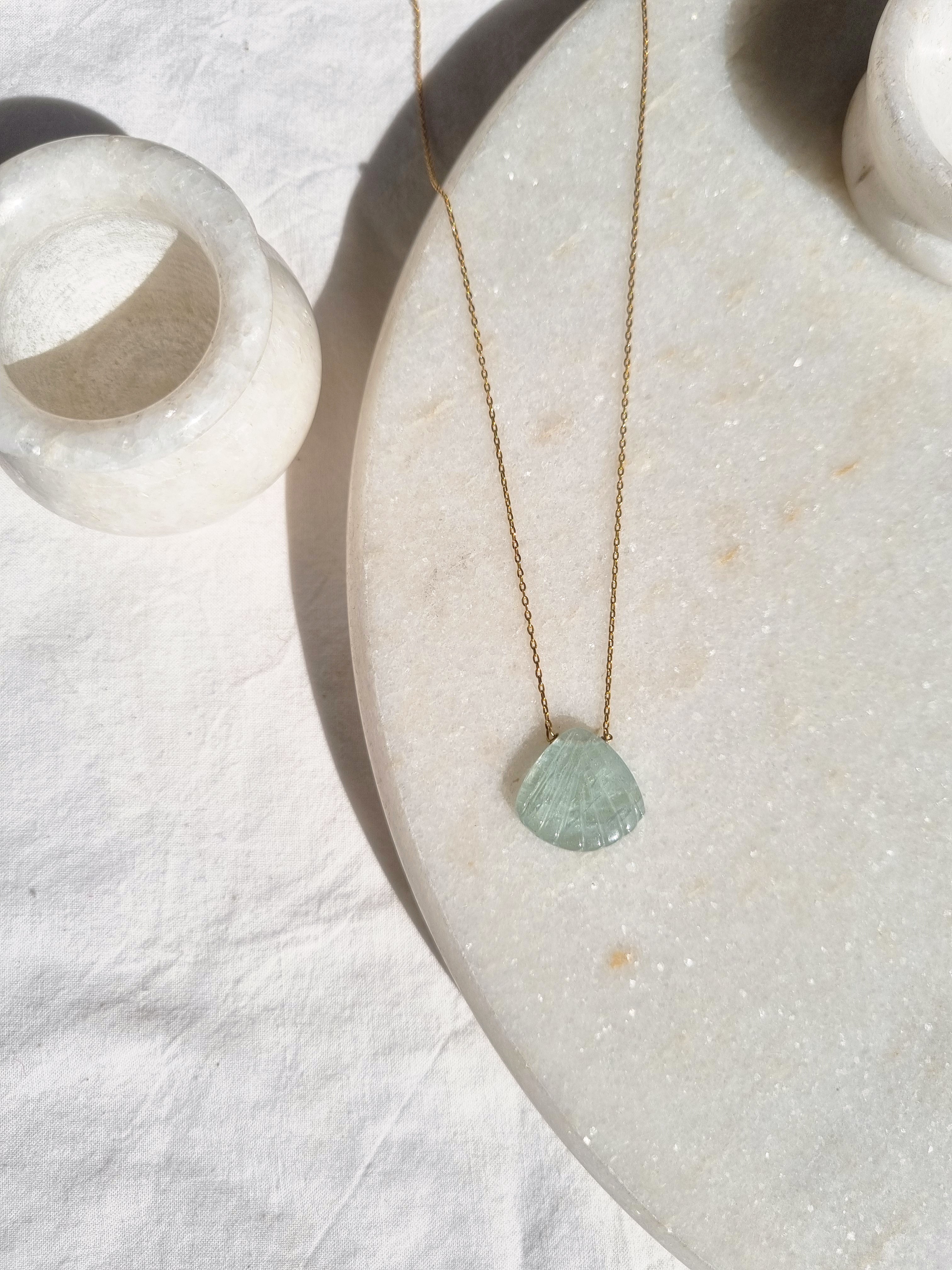 sankha - Aquamarine Shell Pendant