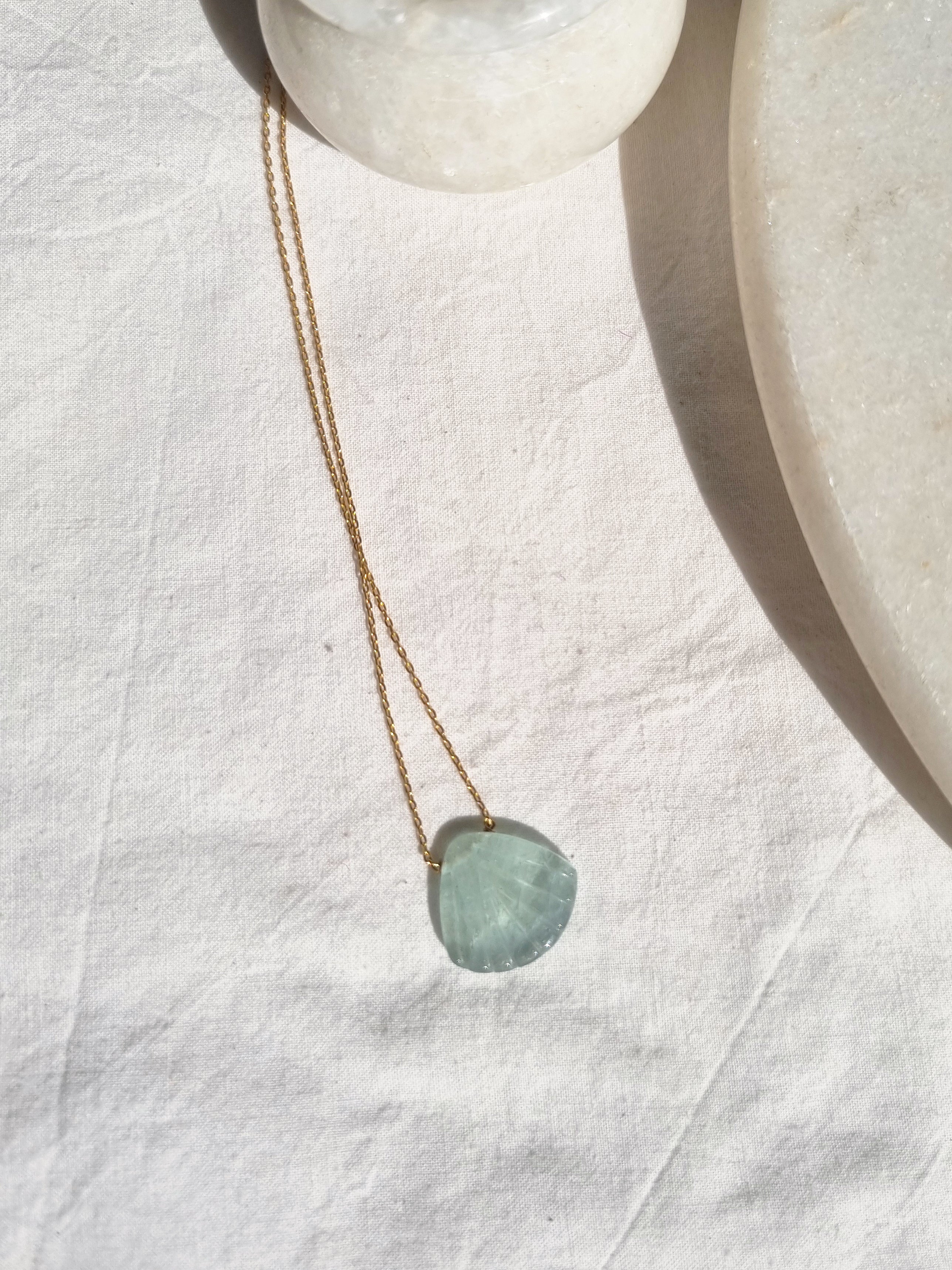 sankha - Aquamarine Shell Pendant