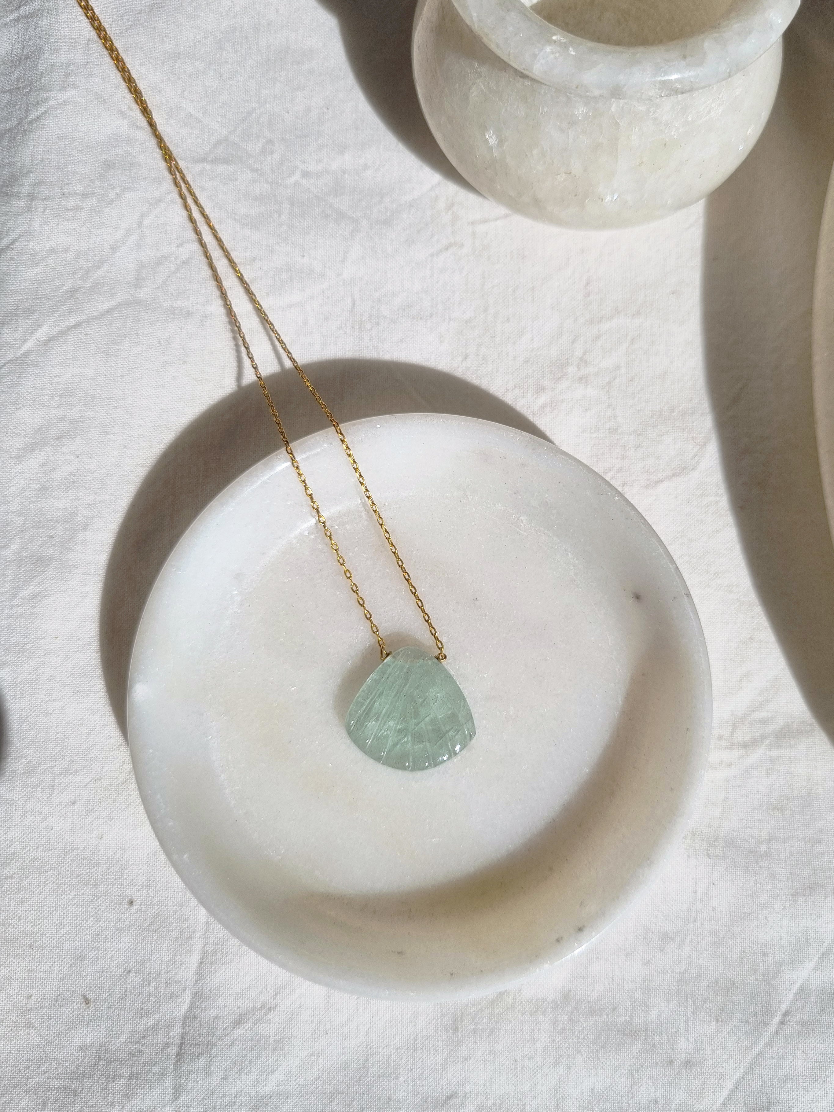 sankha - Aquamarine Shell Pendant