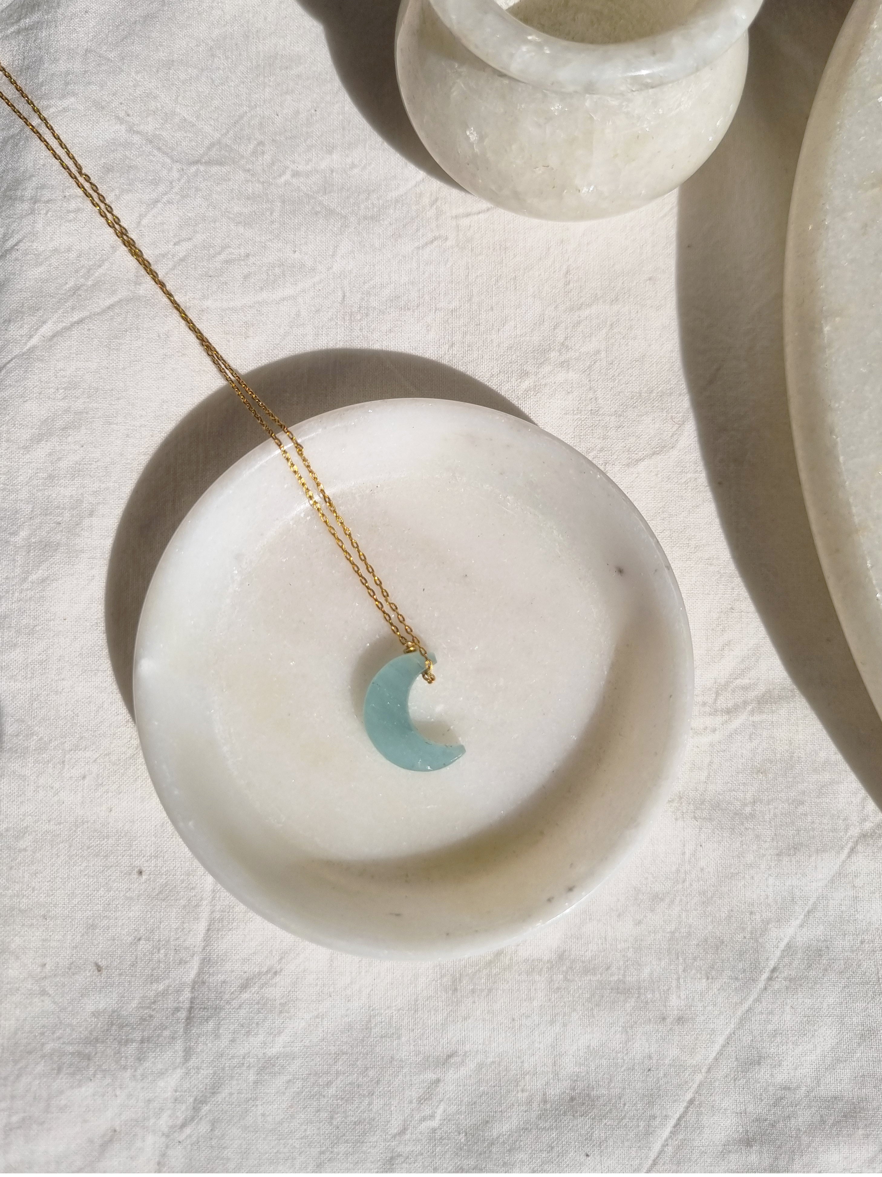 adhva - Aquamarine Luna Pendant