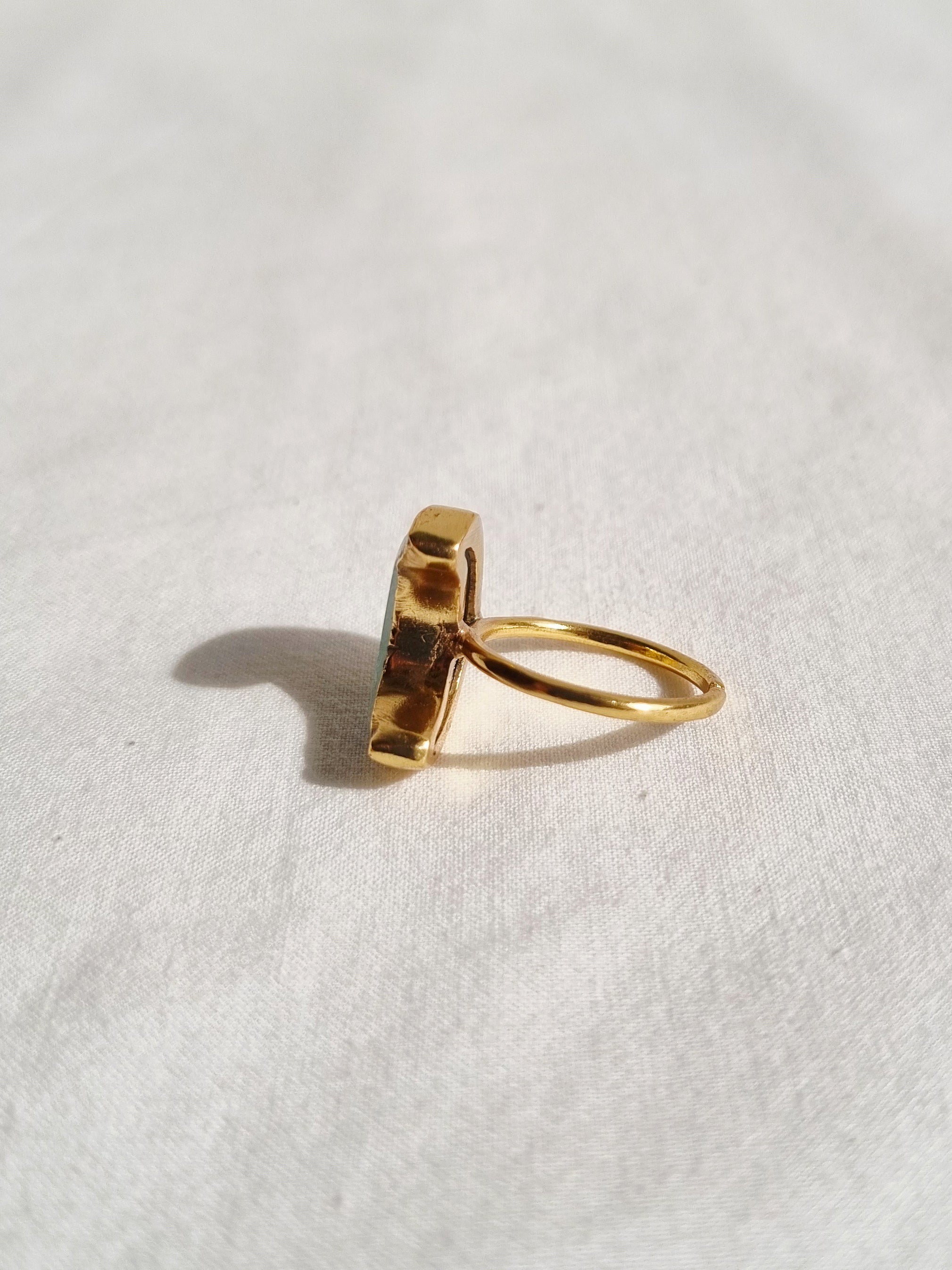 chandra - Aquamarine Luna Ring