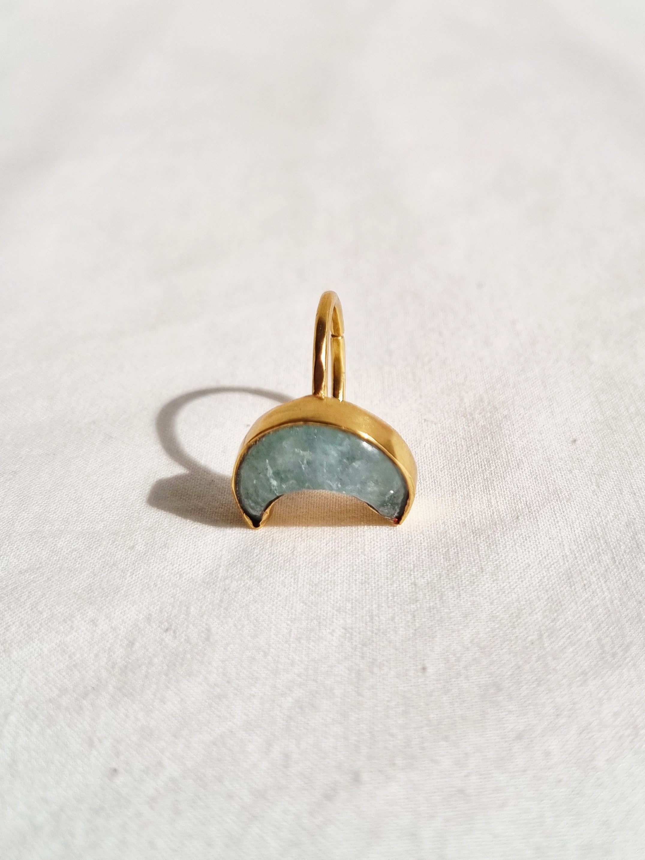 chandra - Aquamarine Luna Ring