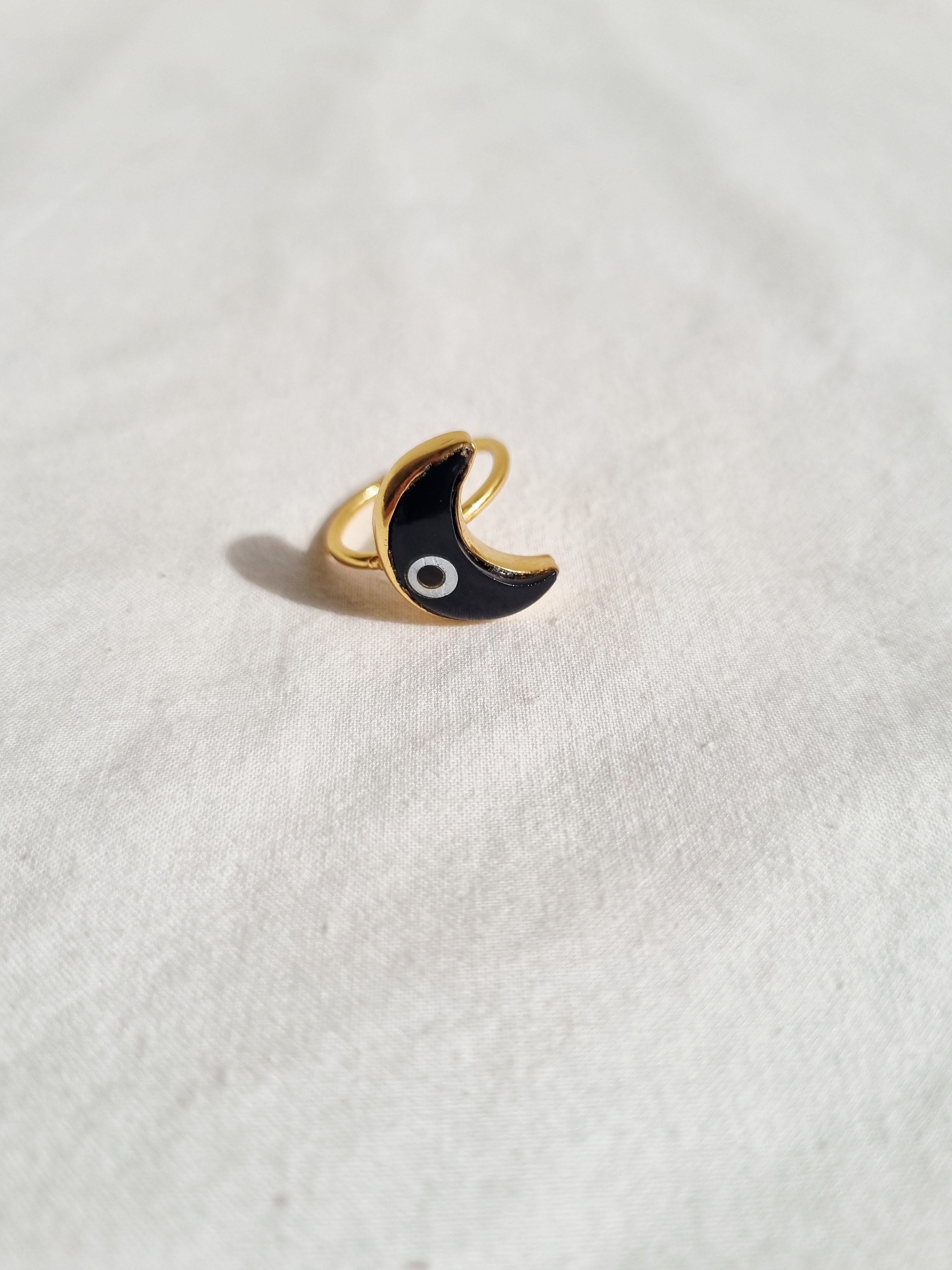 nazra - Black Evil Eye Luna Ring