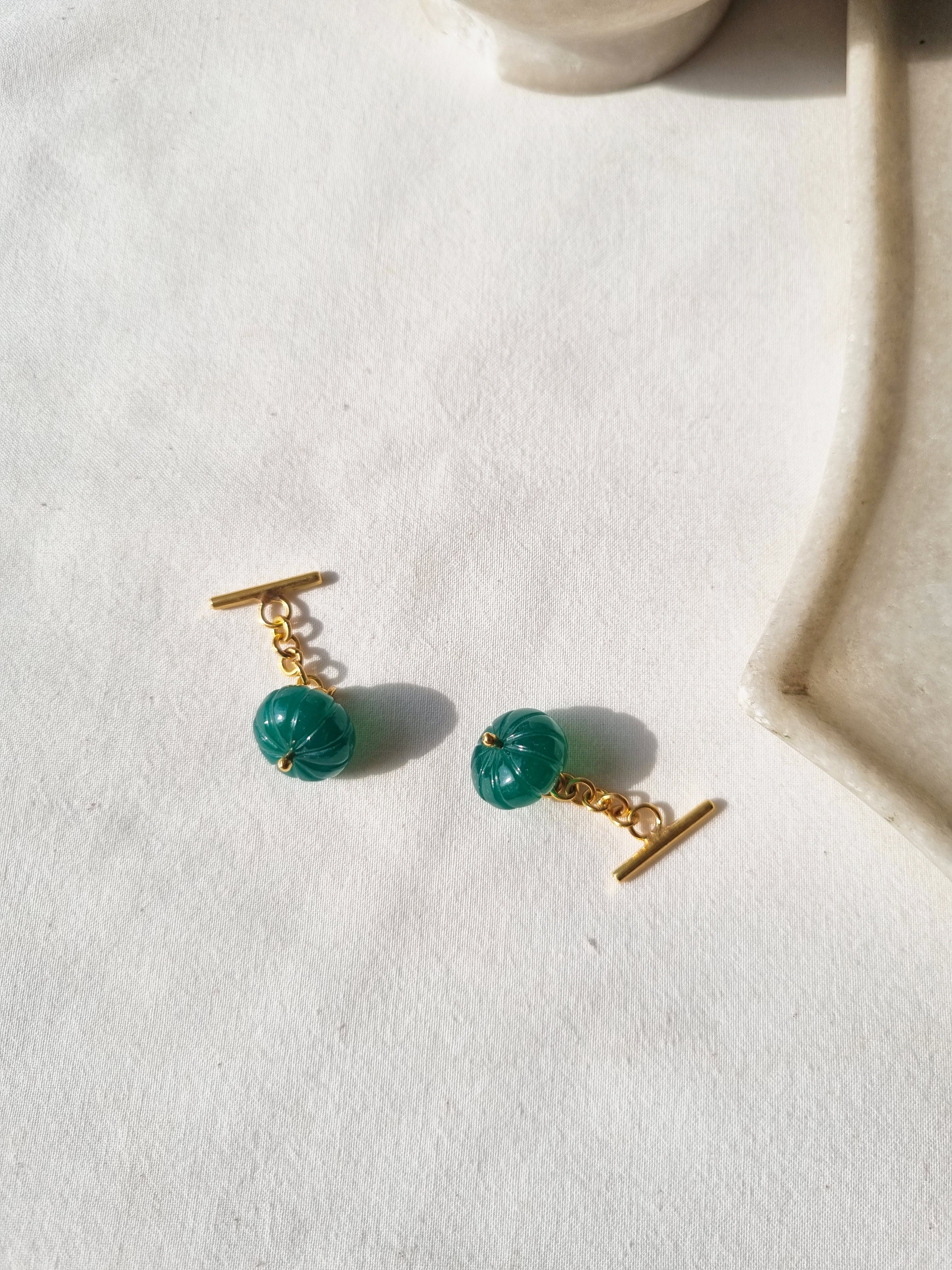 naura - Green Onyx Chain Cufflinks