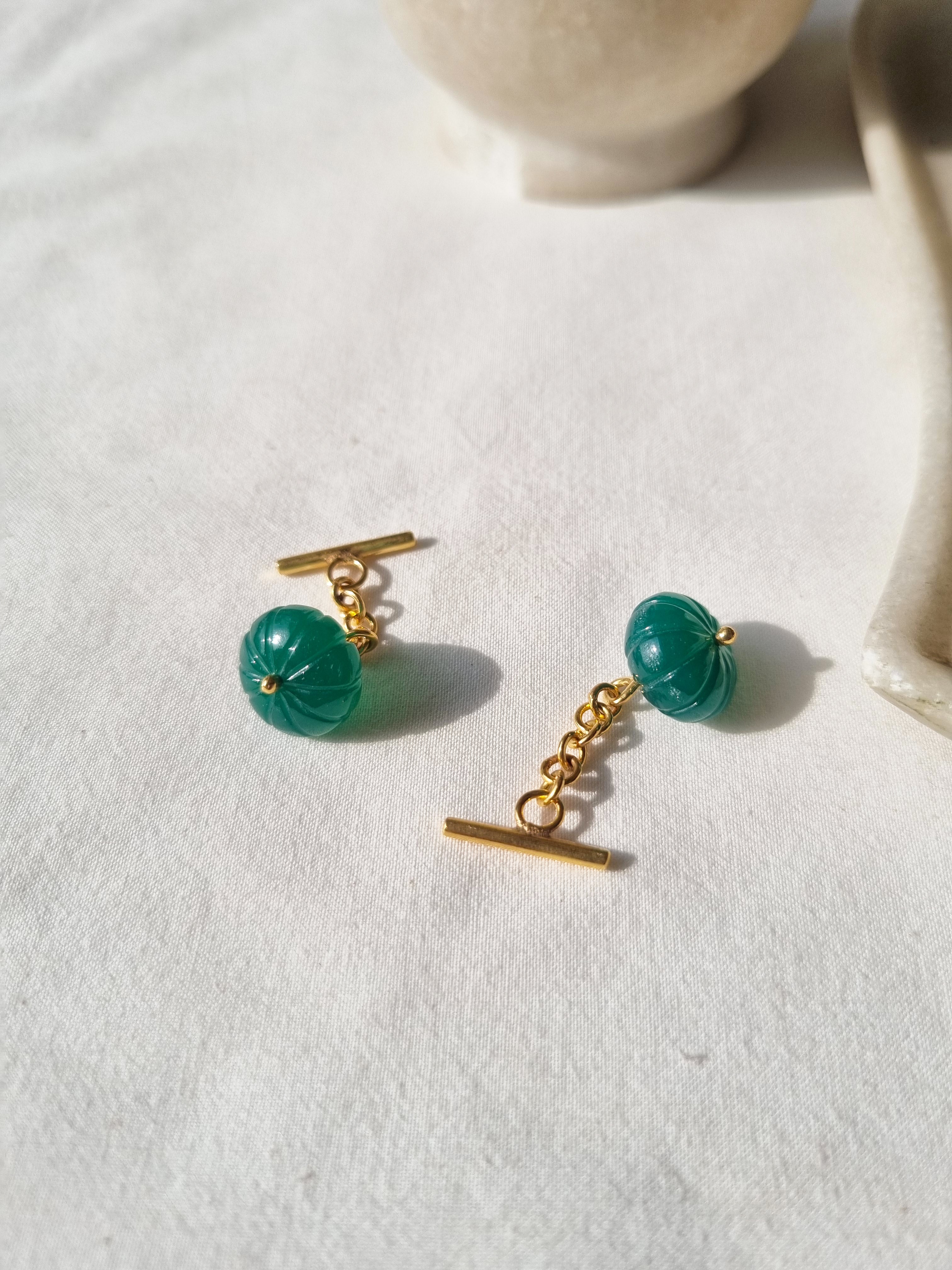 naura - Green Onyx Chain Cufflinks