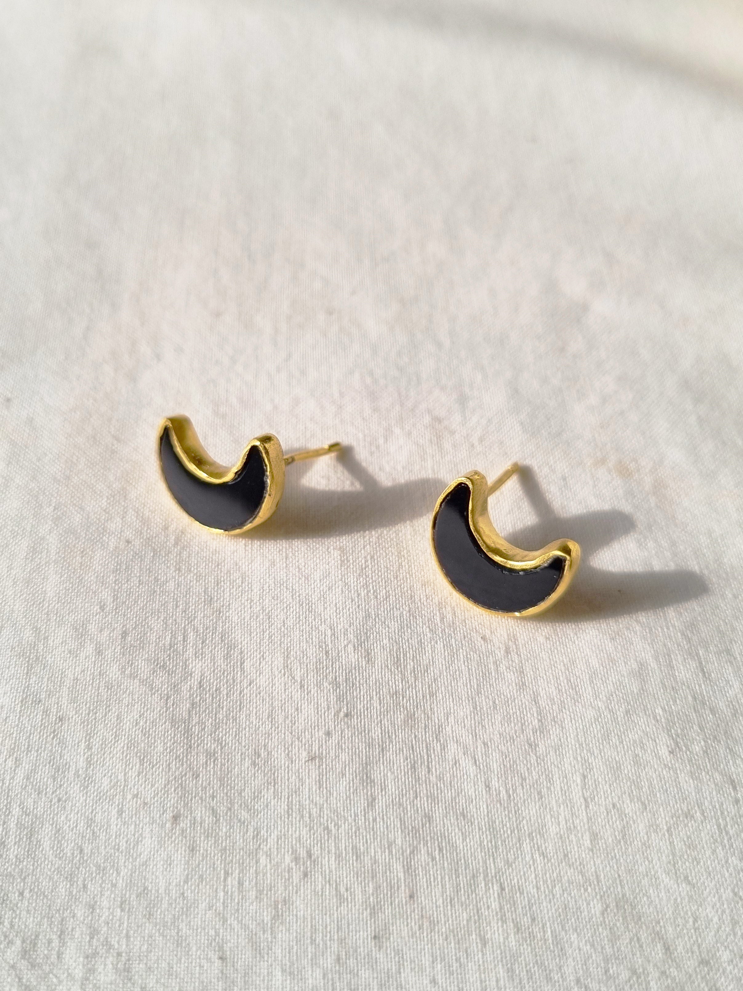 araya - Black Onyx Luna Studs