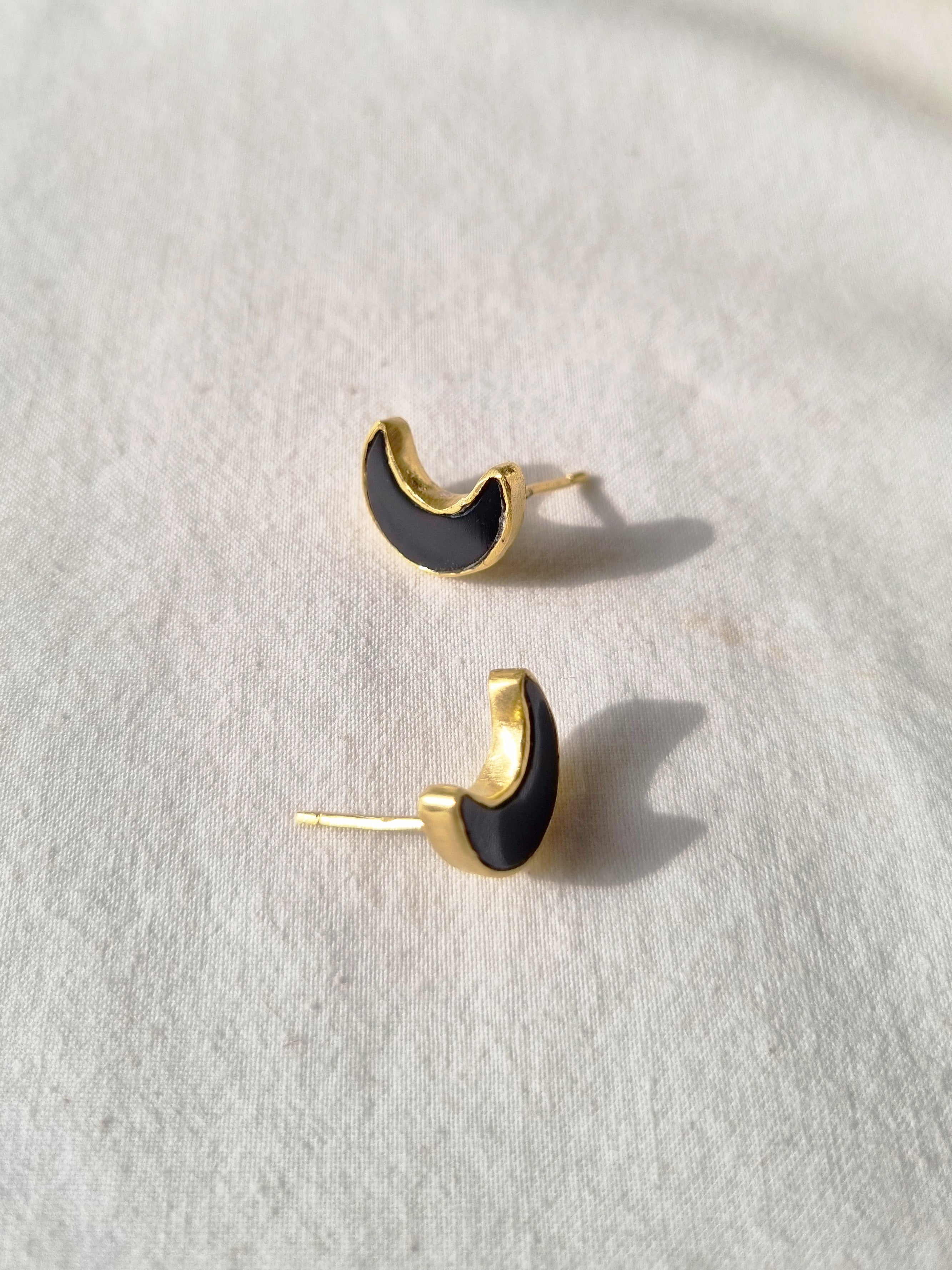 araya - Black Onyx Luna Studs