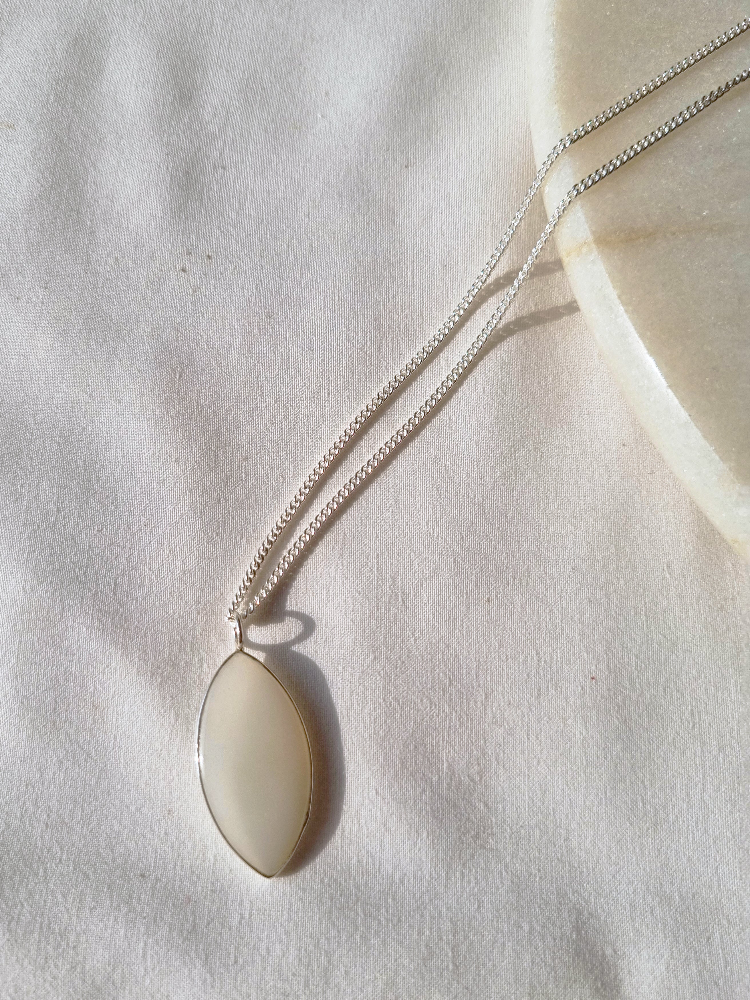 kharay - White Moonstone Men's Marquise Pendant