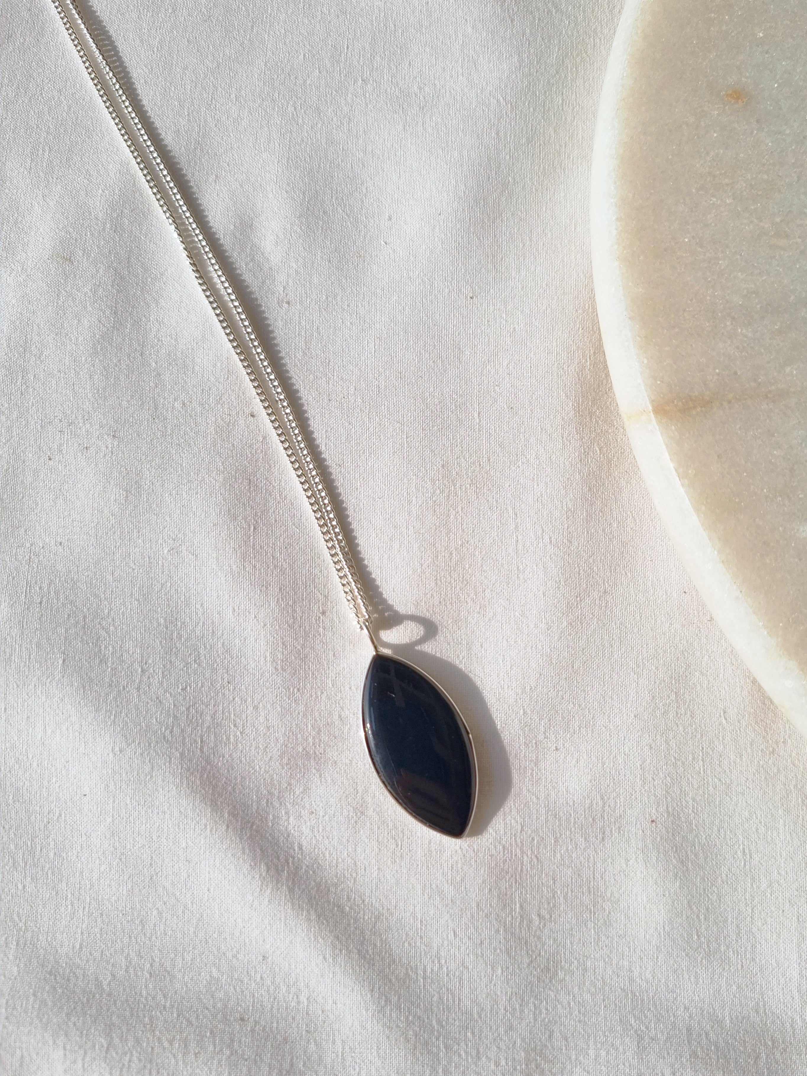 kharay - Black Onyx Men's Marquise Pendant