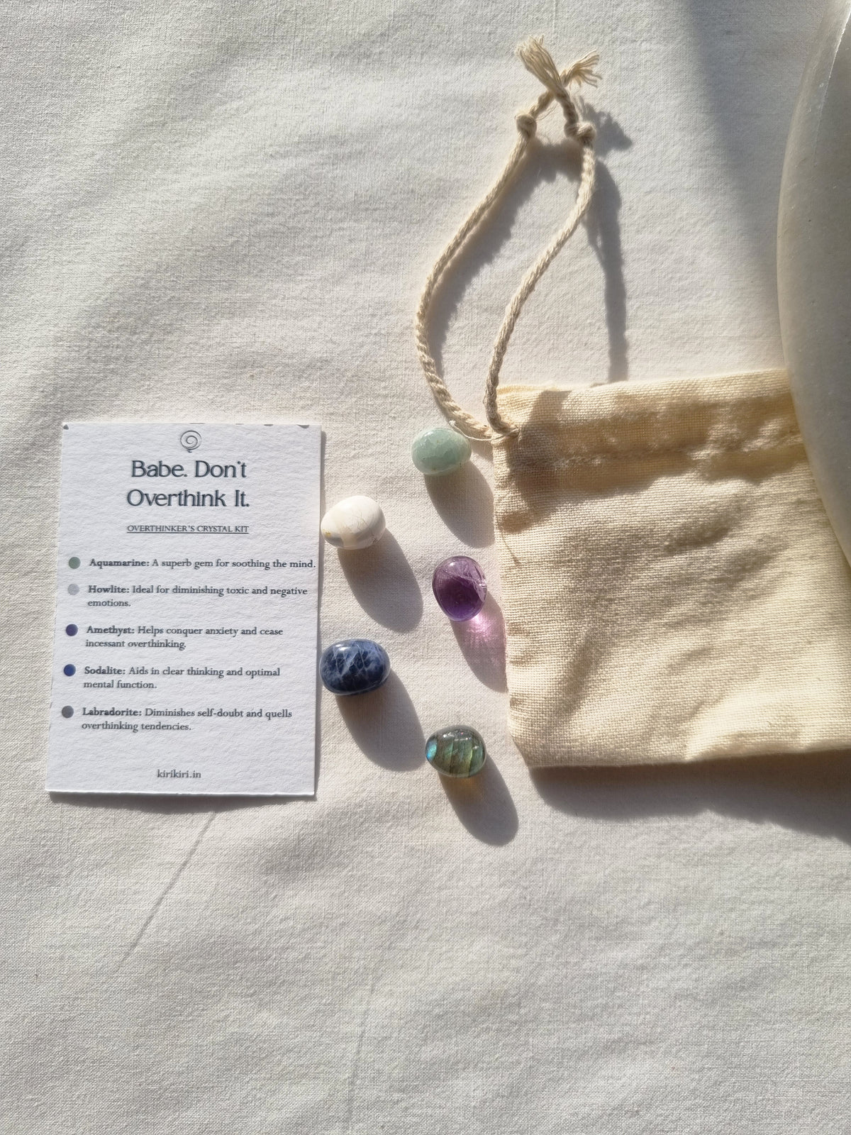 Set of calming gemstones like amethyst, howlite, sodalite, aquamarine ...