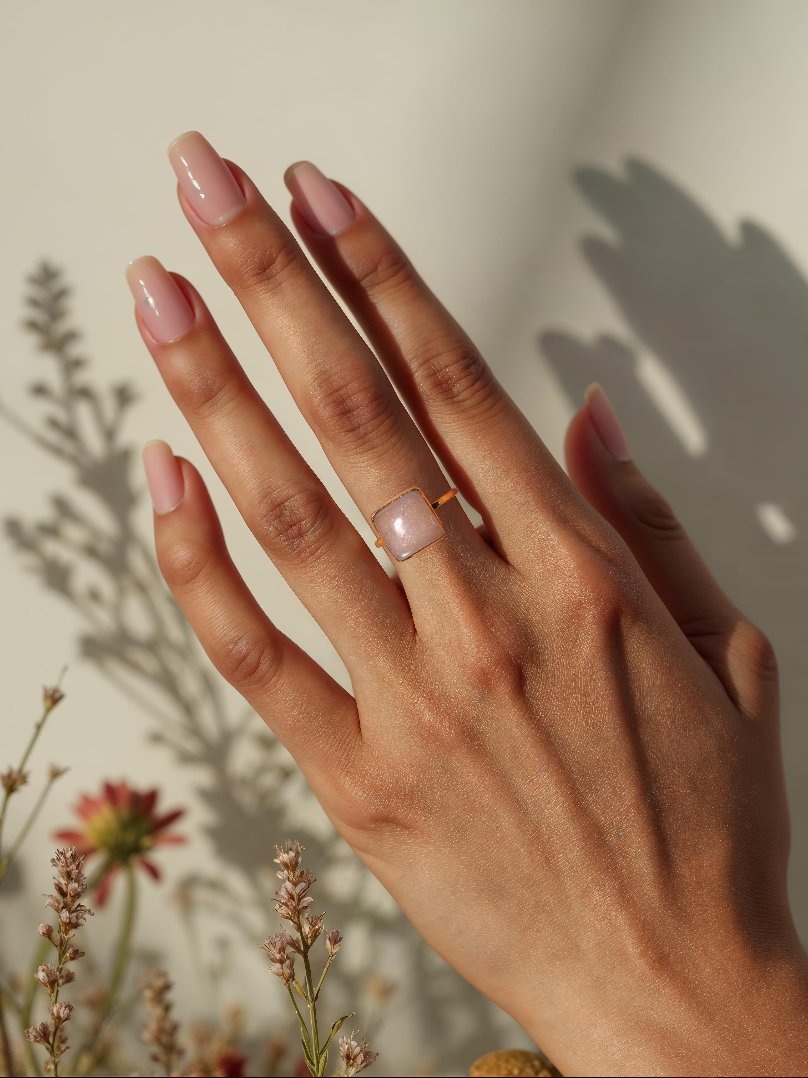 vasa- Peach Moonstone Helix Ring