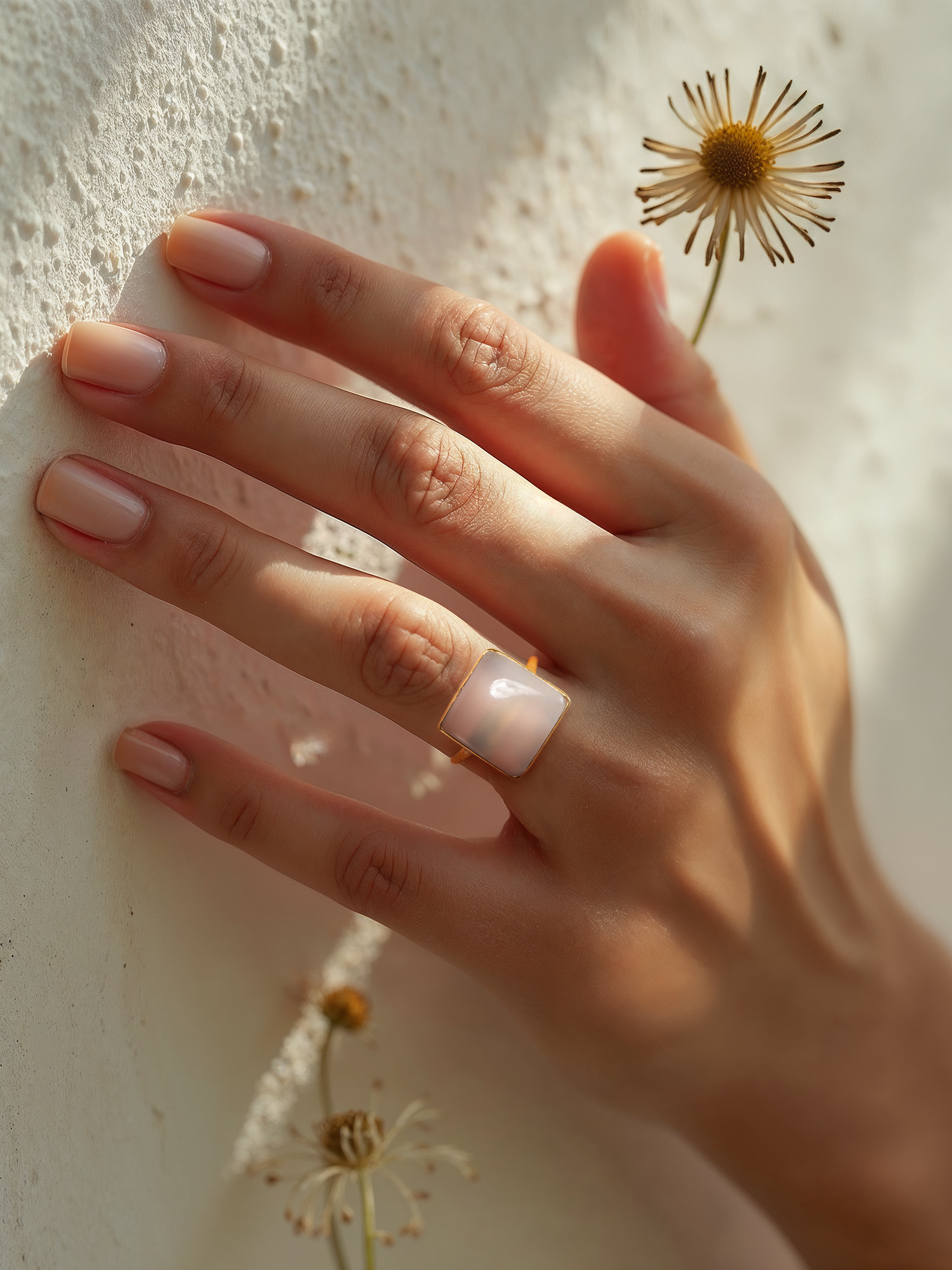 vasa- White Moonstone Helix Ring