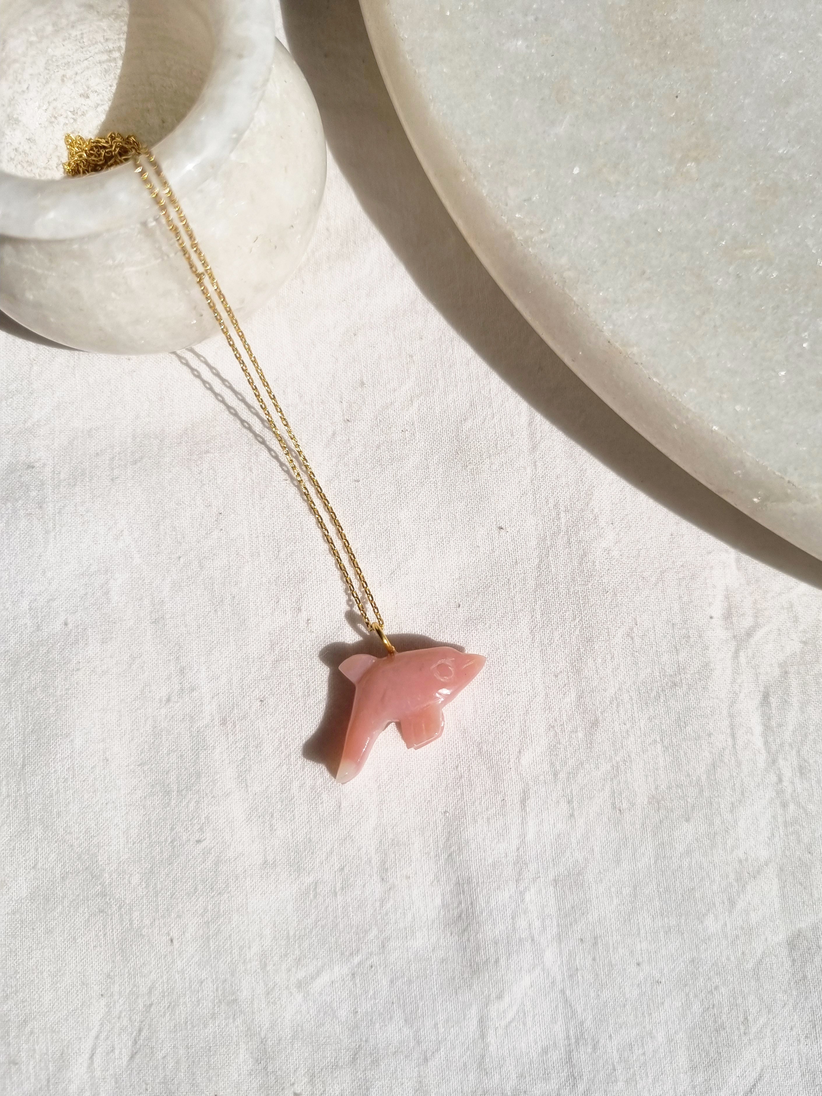 suns - Pink Opal Dolphin Pendant