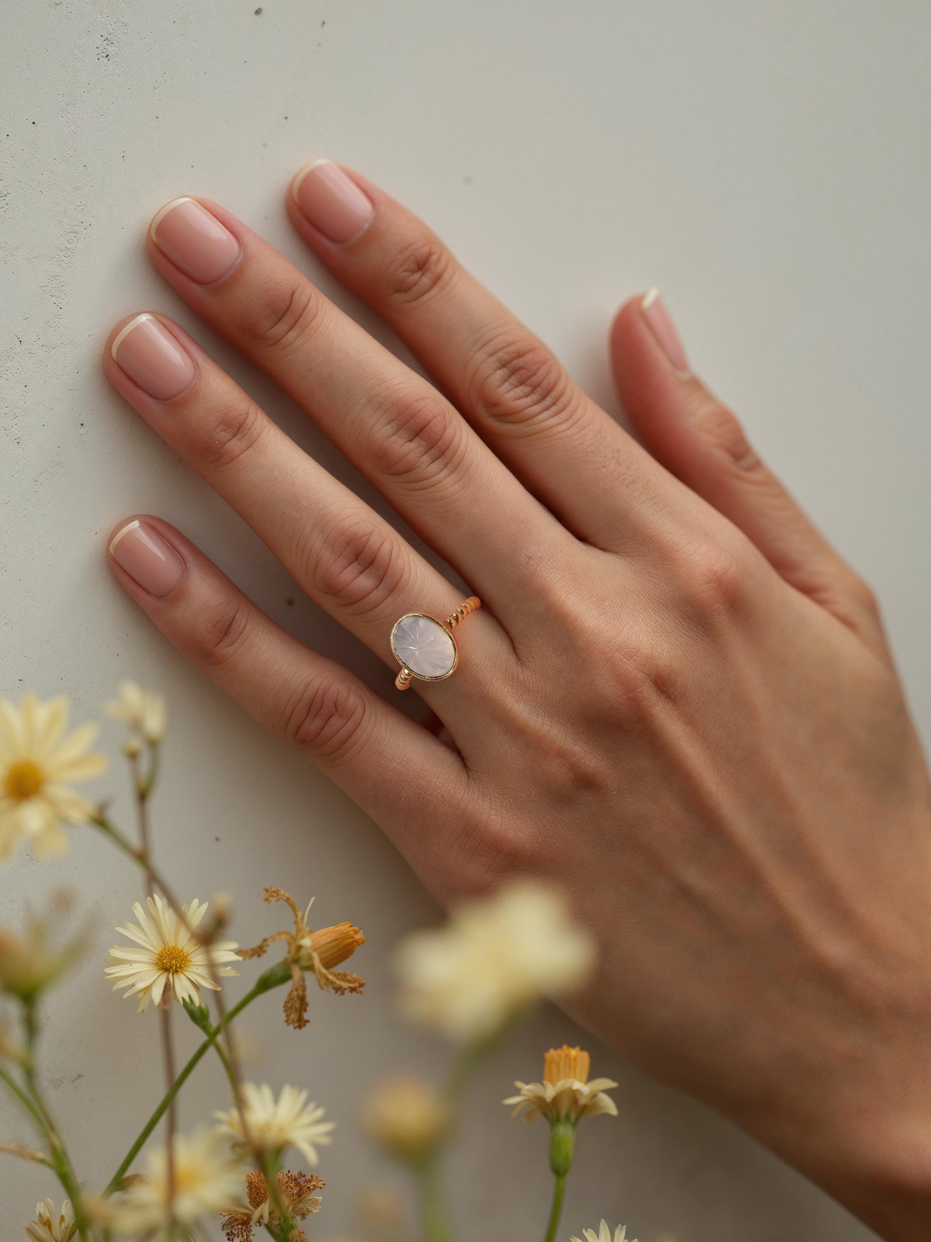 agam- White Moonstone Oval Venus Ring