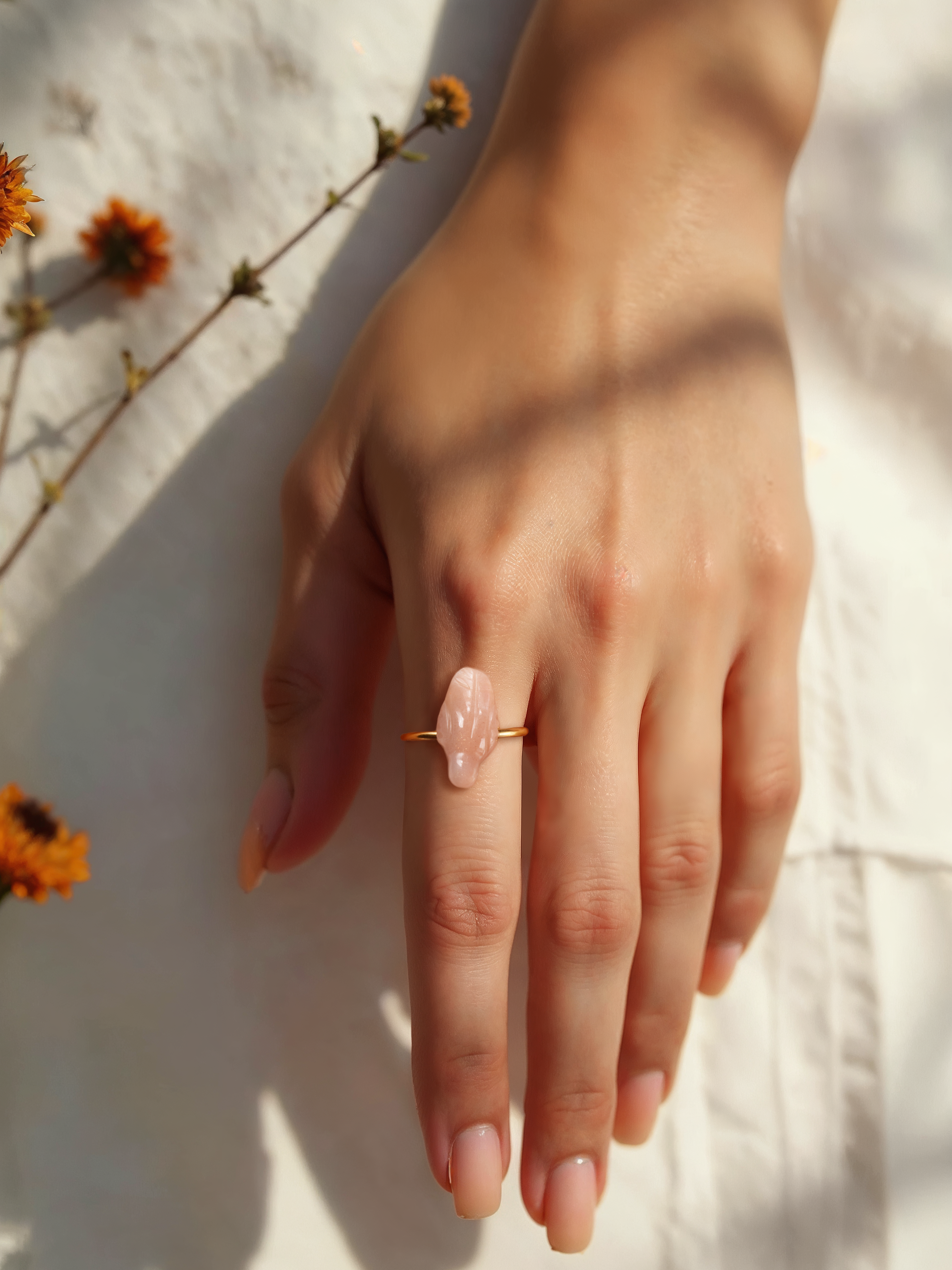 dove - Peach Moonstone Ring