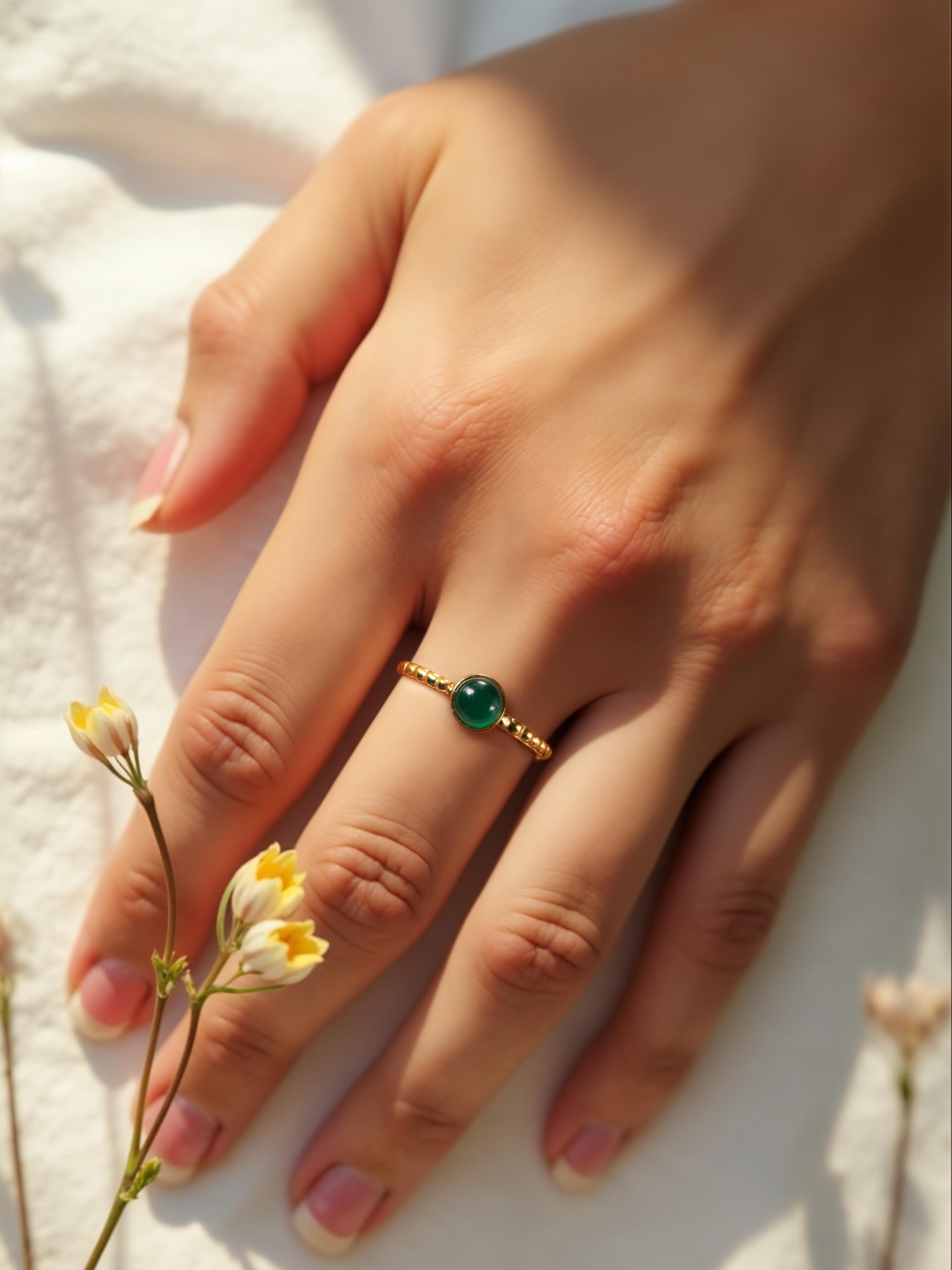 sukra - Green Onyx Venus Ring