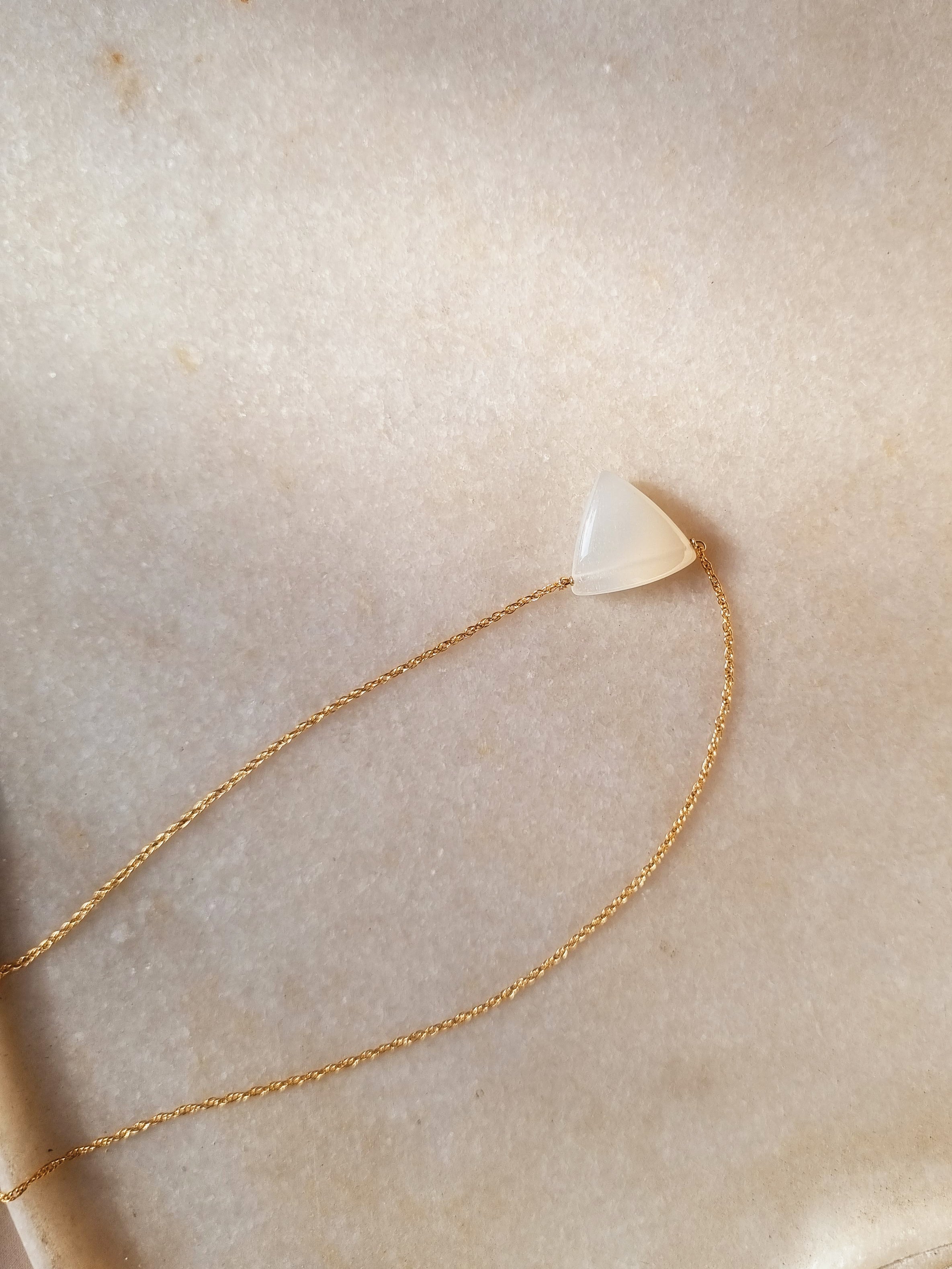 nirva - White Moonstone Tikona Pendant