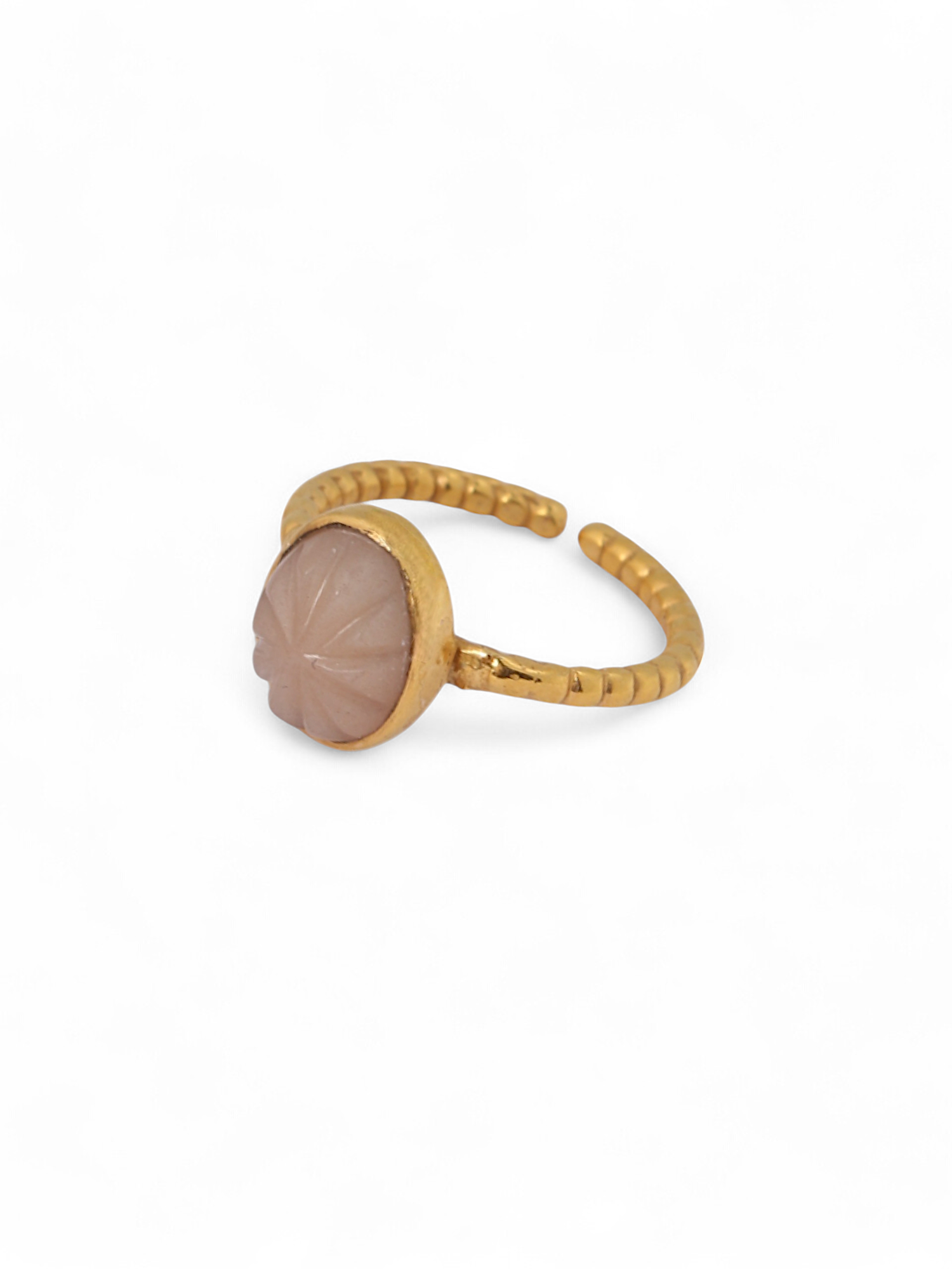 agam- Peach Moonstone Oval Melon Ring