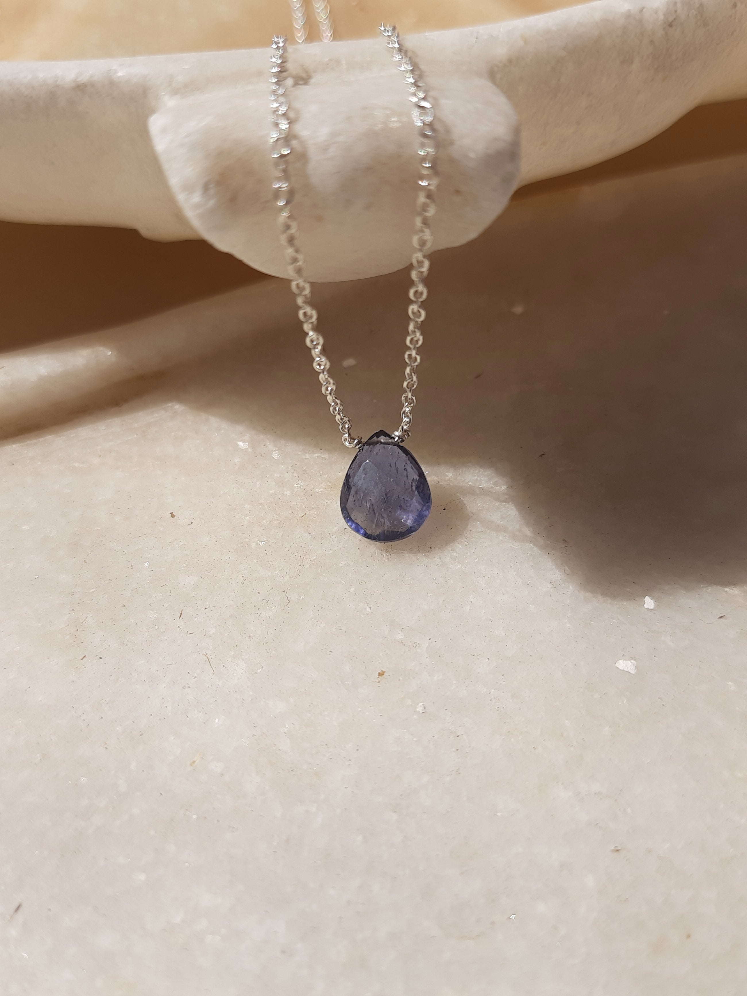 iyate - Iolite Almond Shaped Drop Pendant