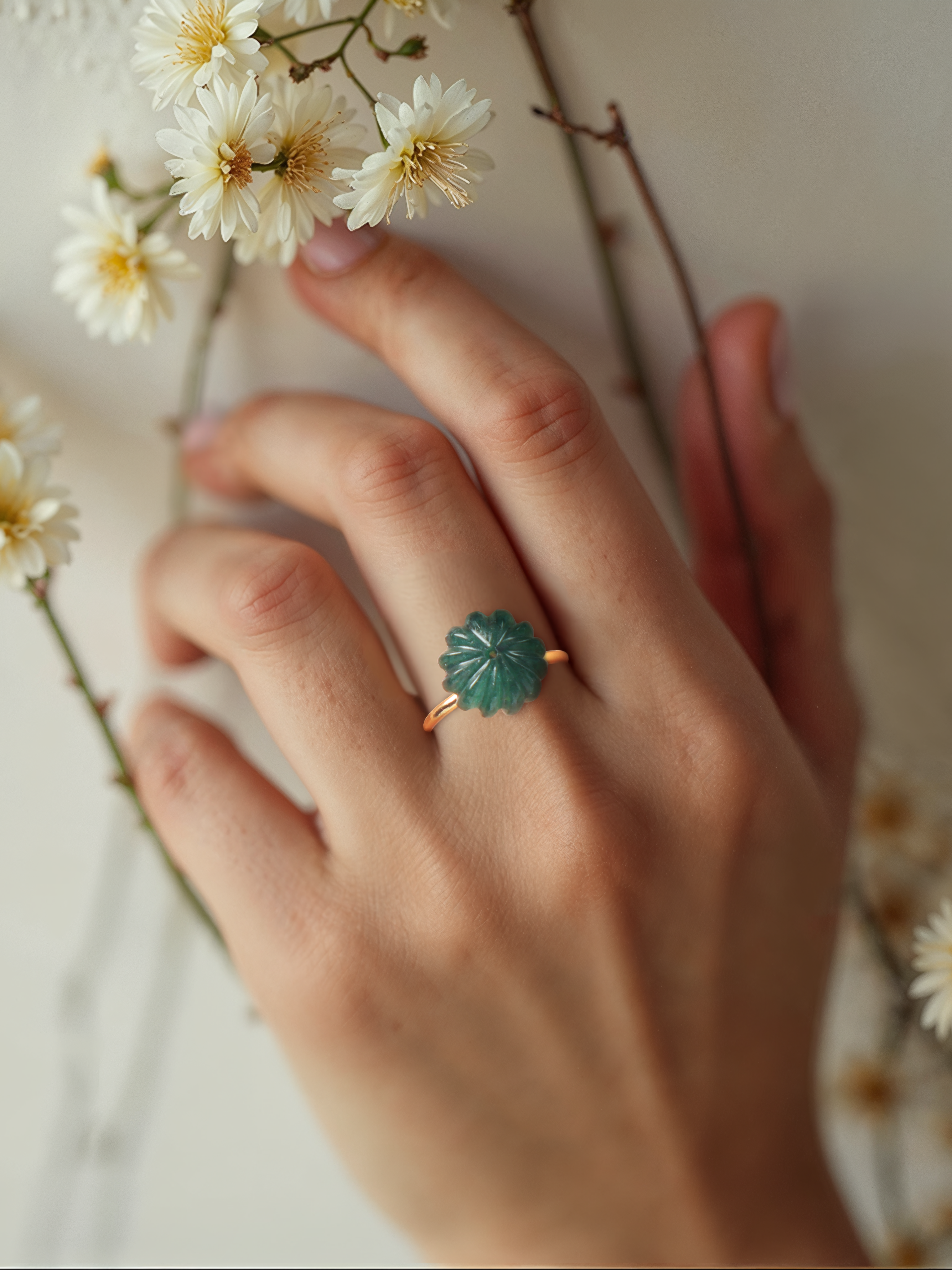 kaling - Green Aventurine Melon Ring