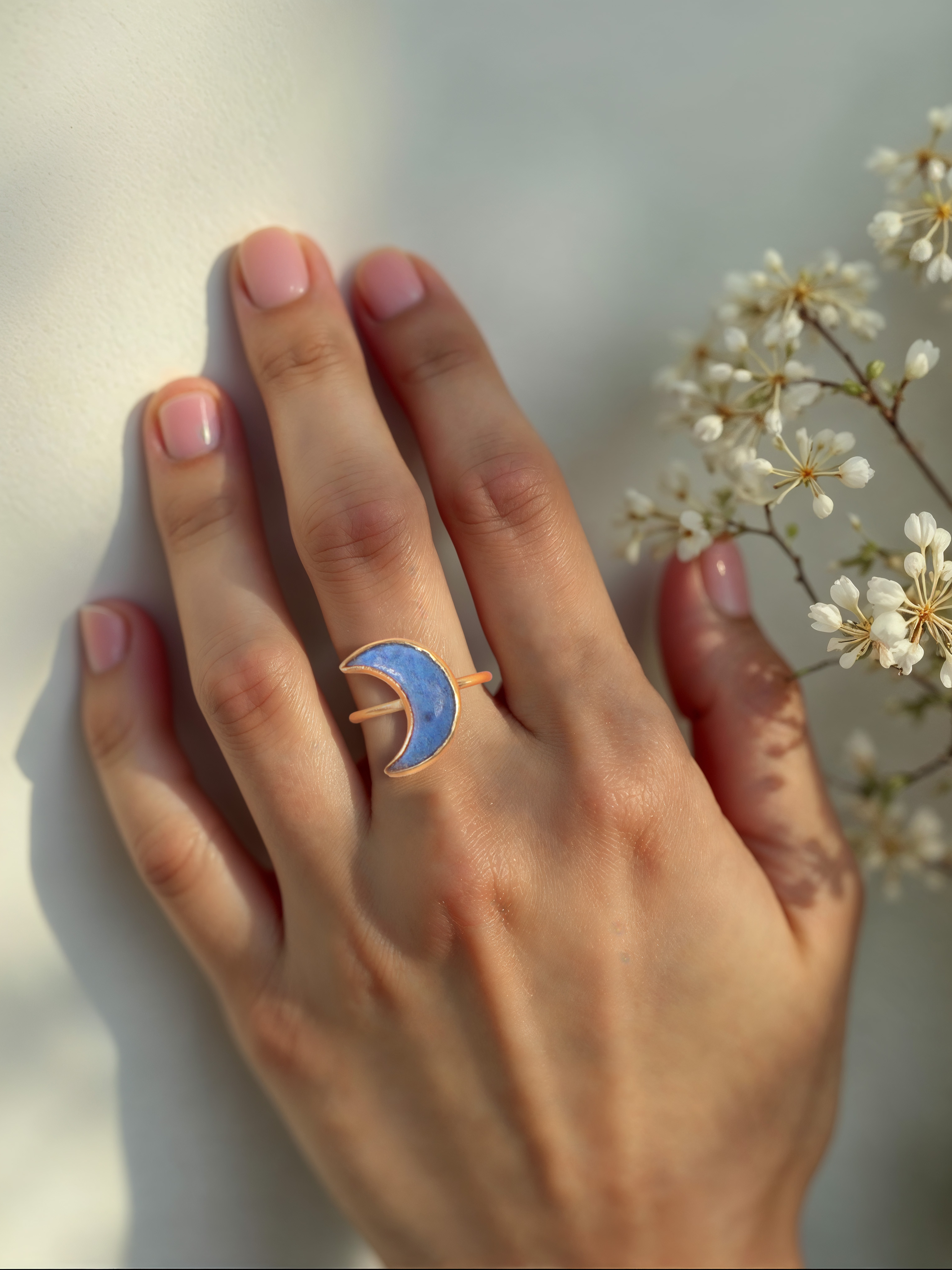 chandra - Lapis Lazuli Luna Ring