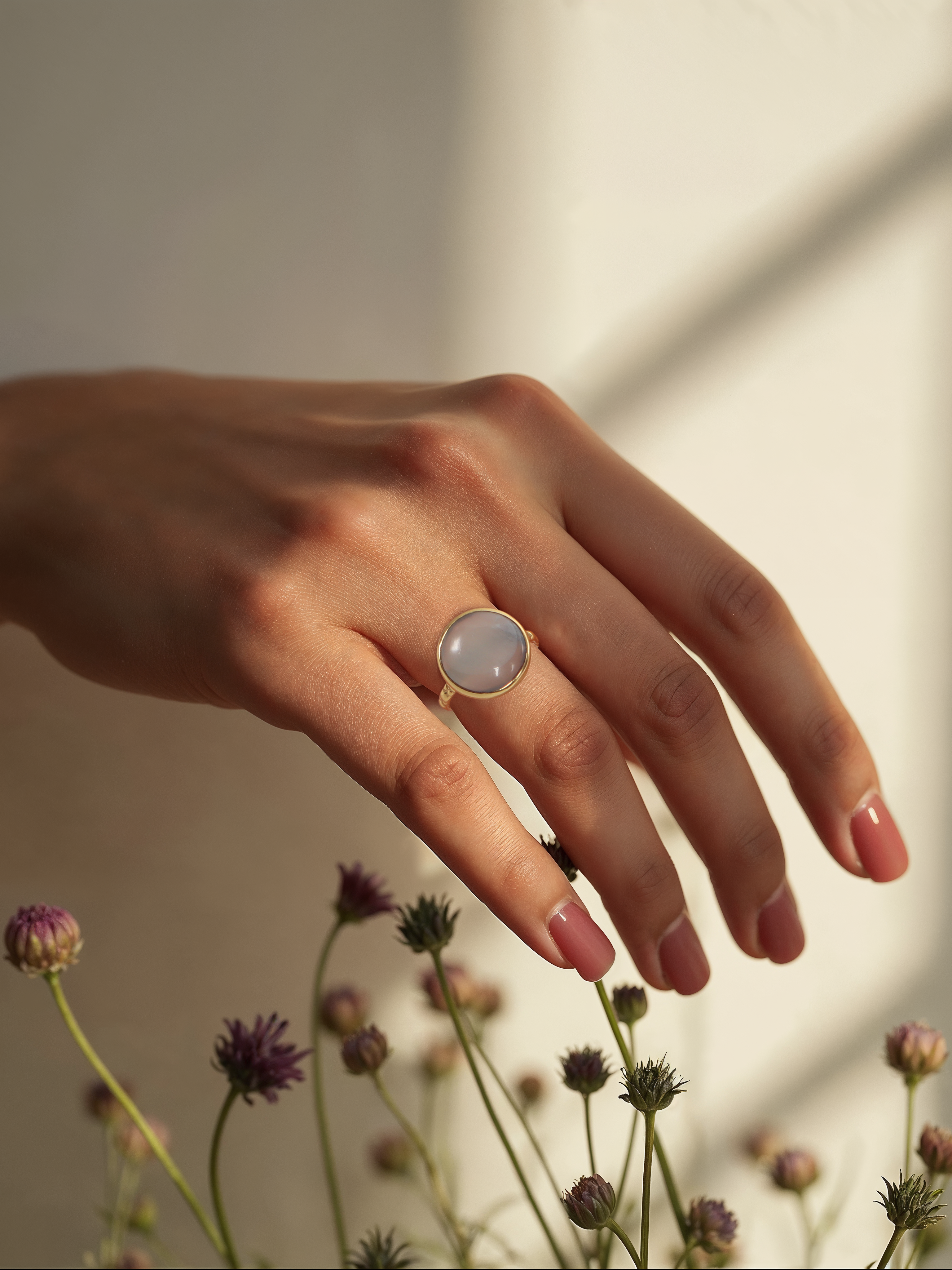 surya - White Moonstone Sun Ring