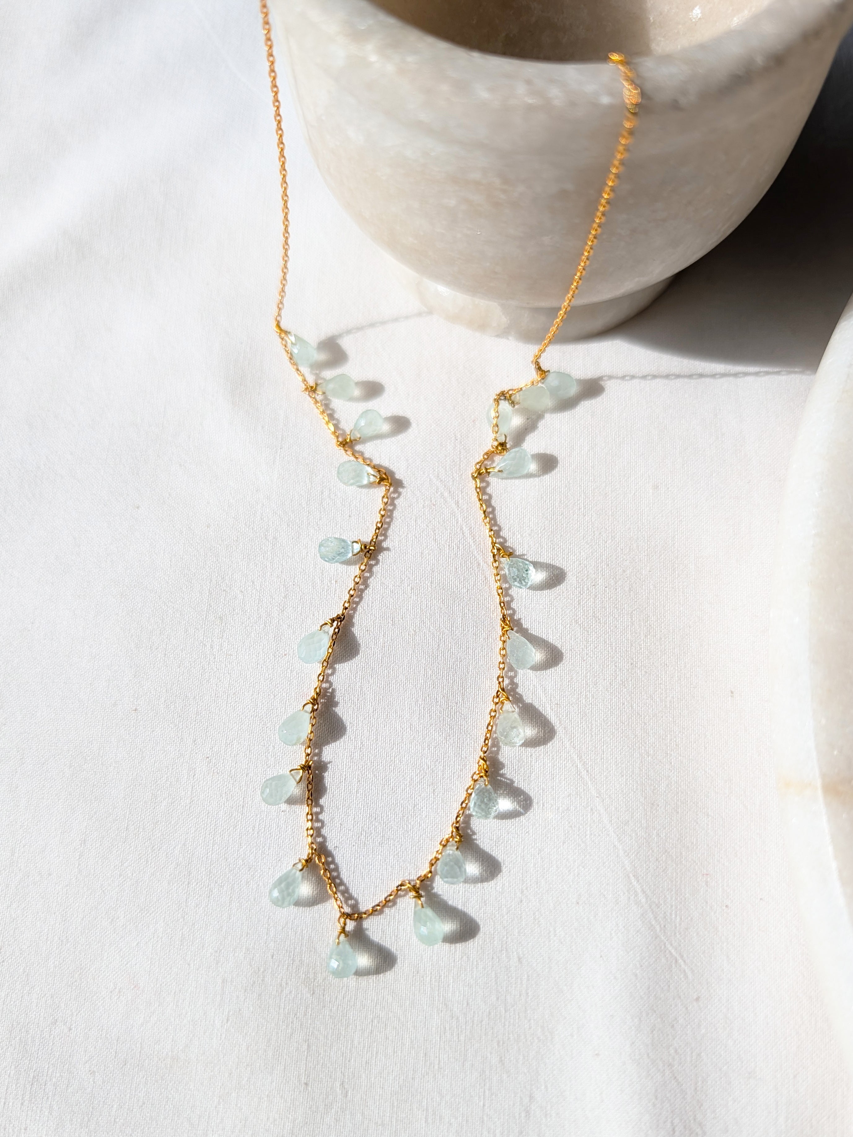 visna - Aquamarine Tear shaped Drop Choker