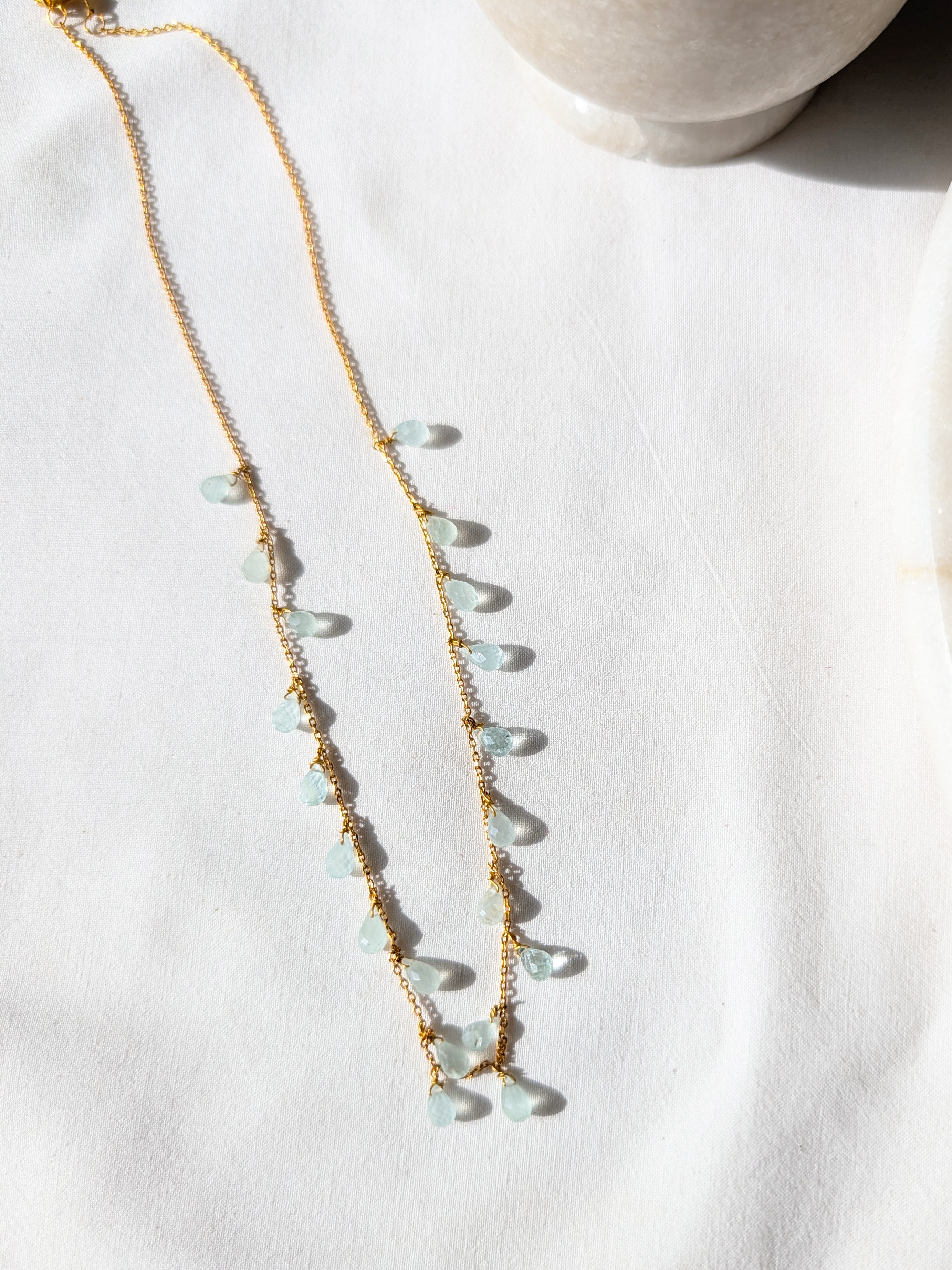 visna - Aquamarine Tear shaped Drop Choker
