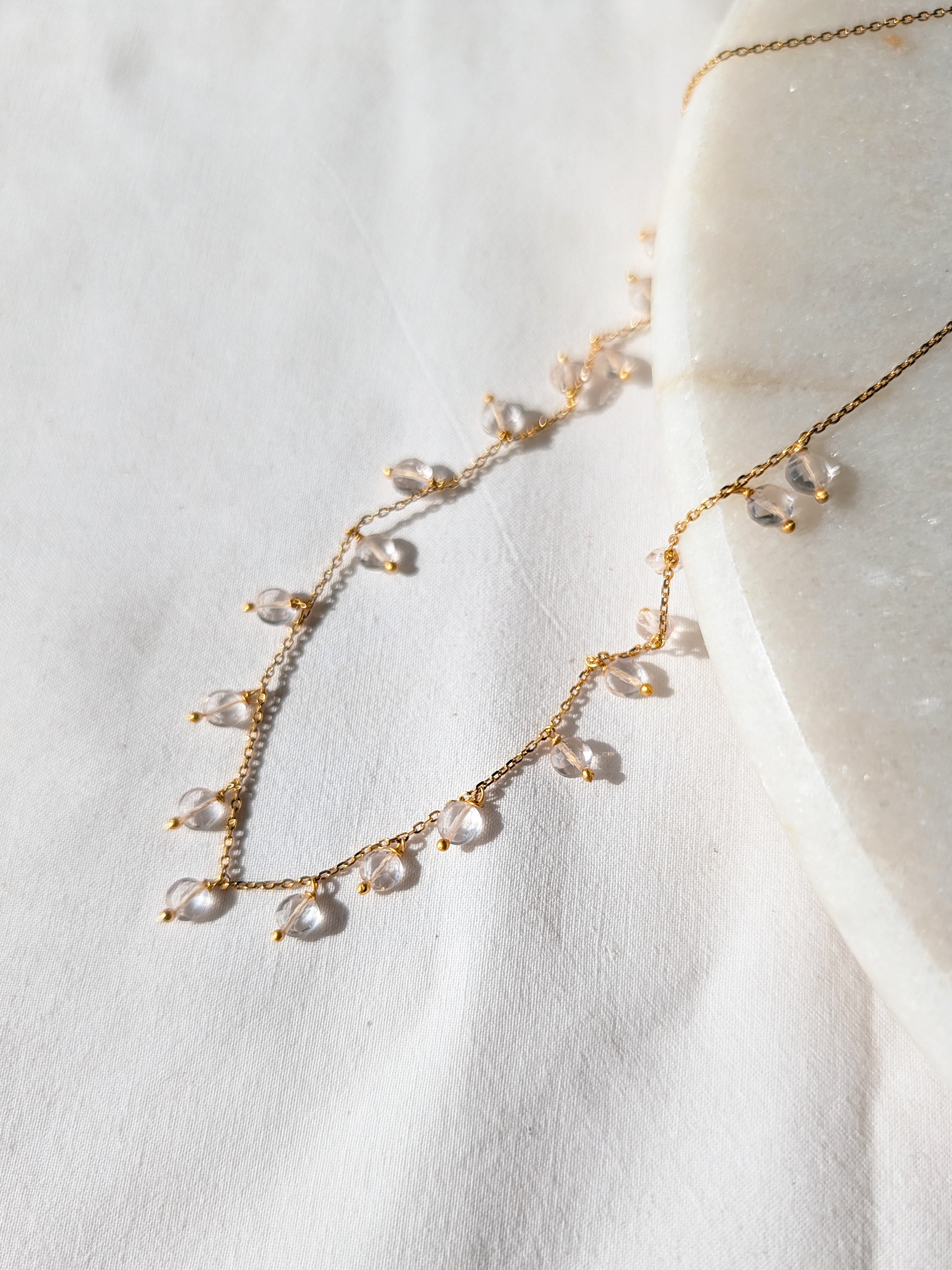 hrasva - Rose Quartz Coin Choker