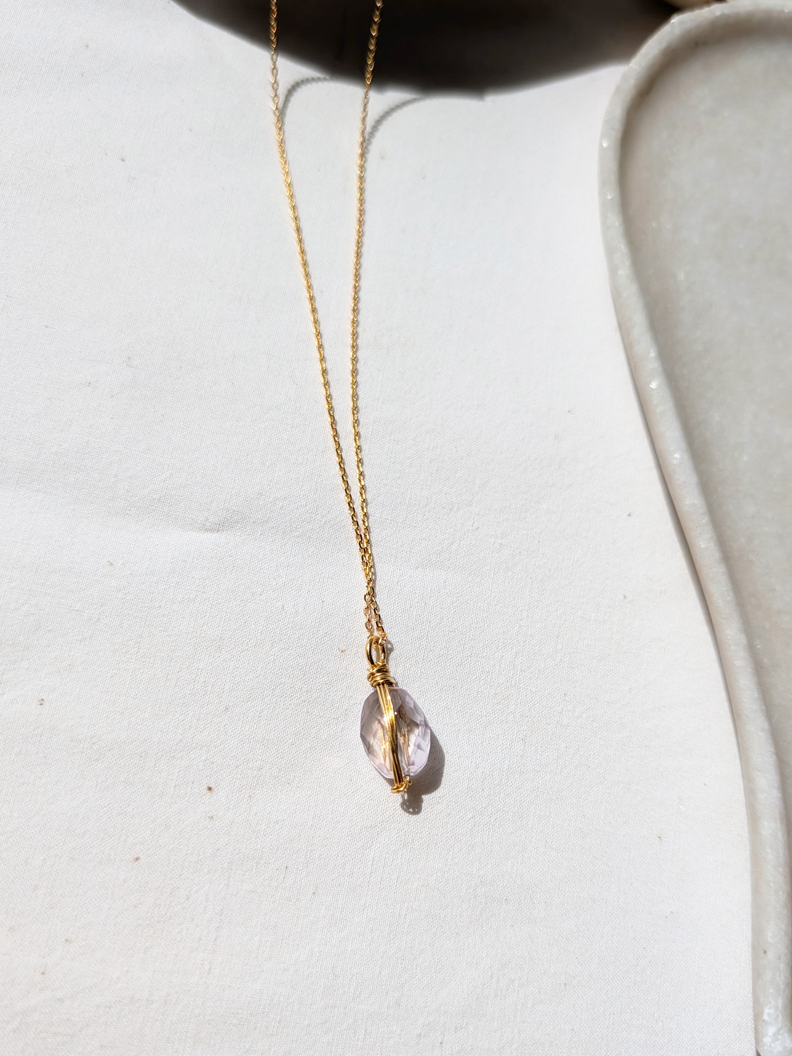 aurah - Pink Amethyst Wire Wrap Pendant