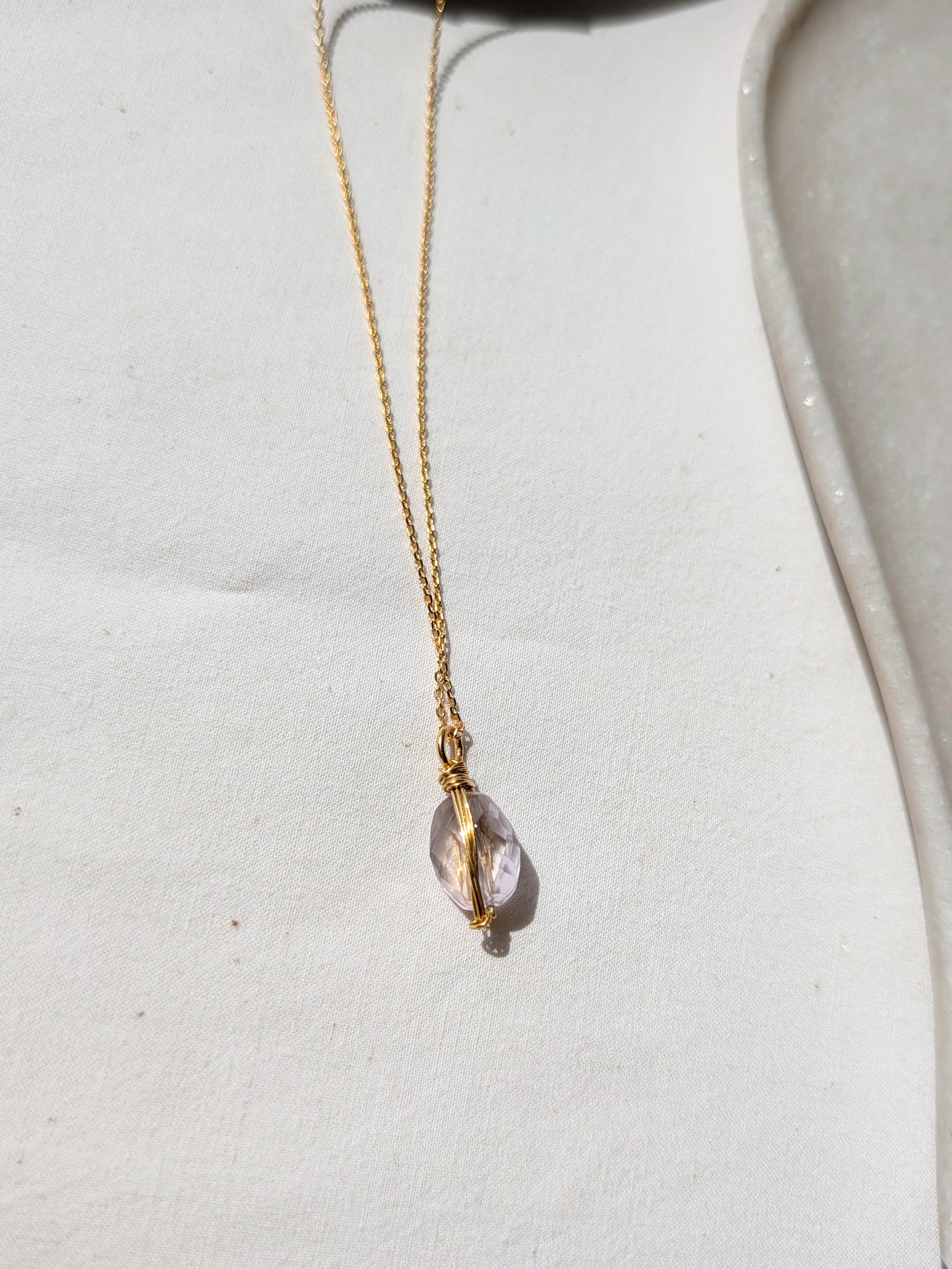 aurah - Pink Amethyst Wire Wrap Pendant