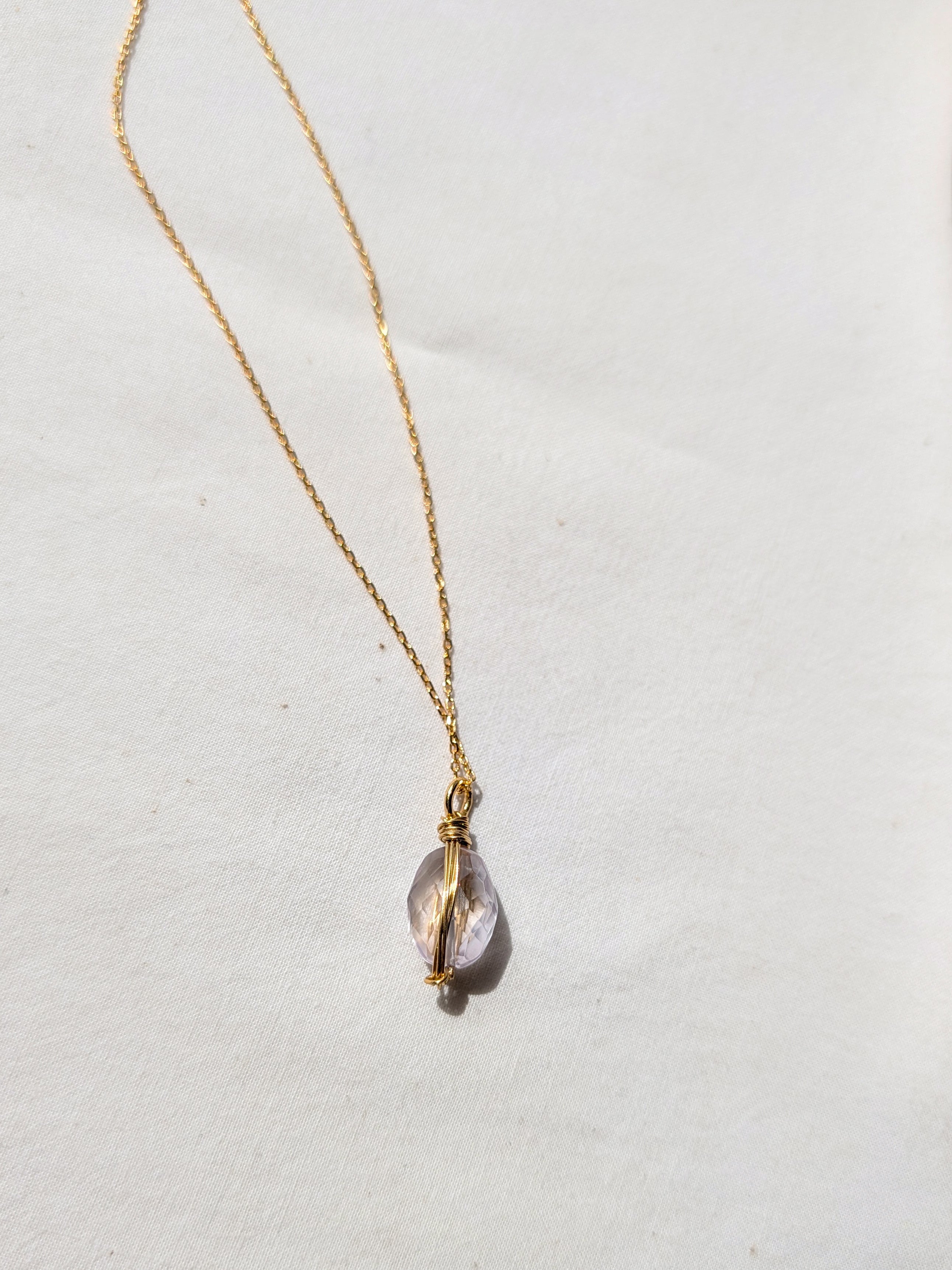 aurah - Pink Amethyst Wire Wrap Pendant