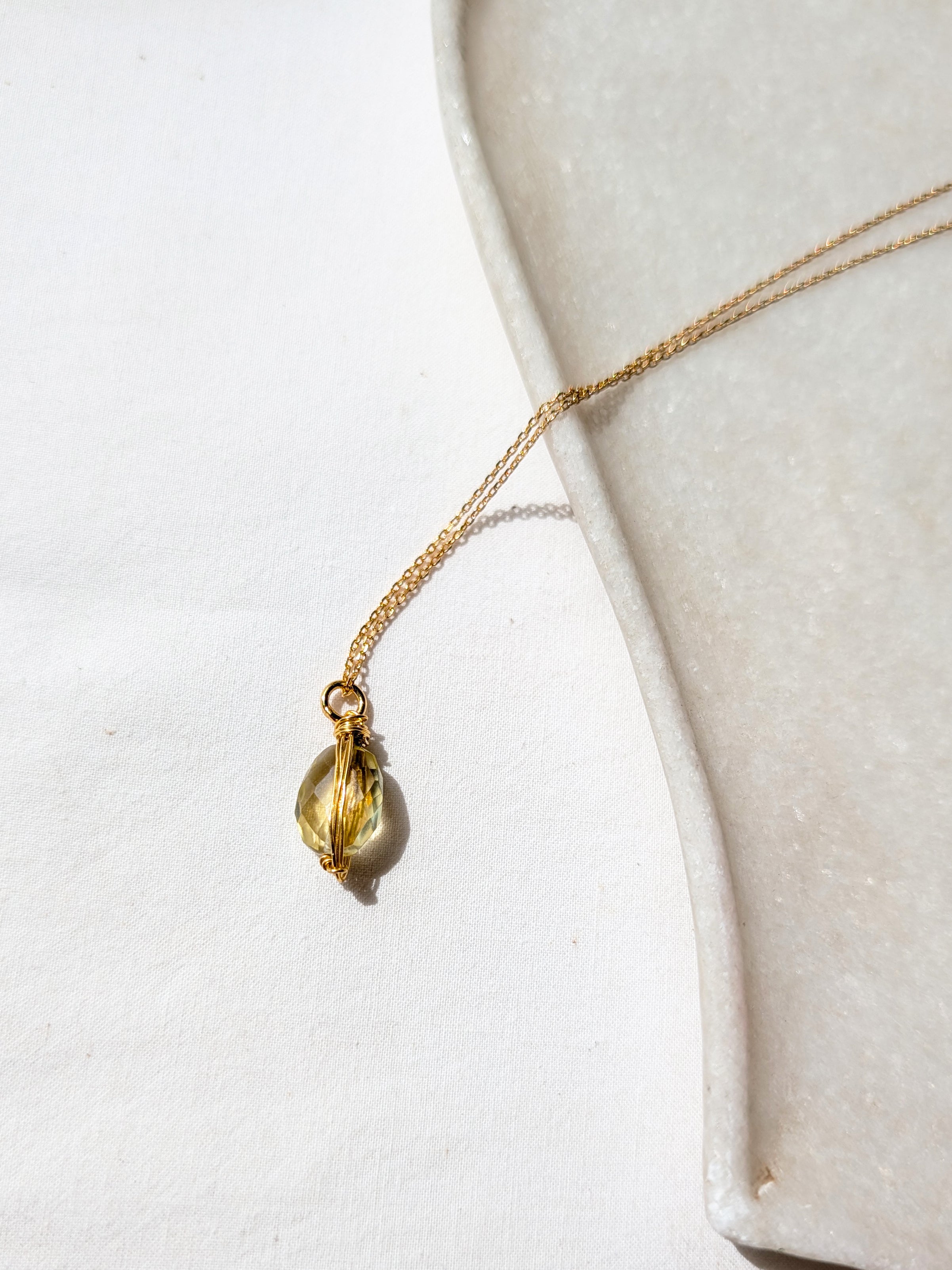 aurah - Lemon Quartz Wire Wrap Pendant