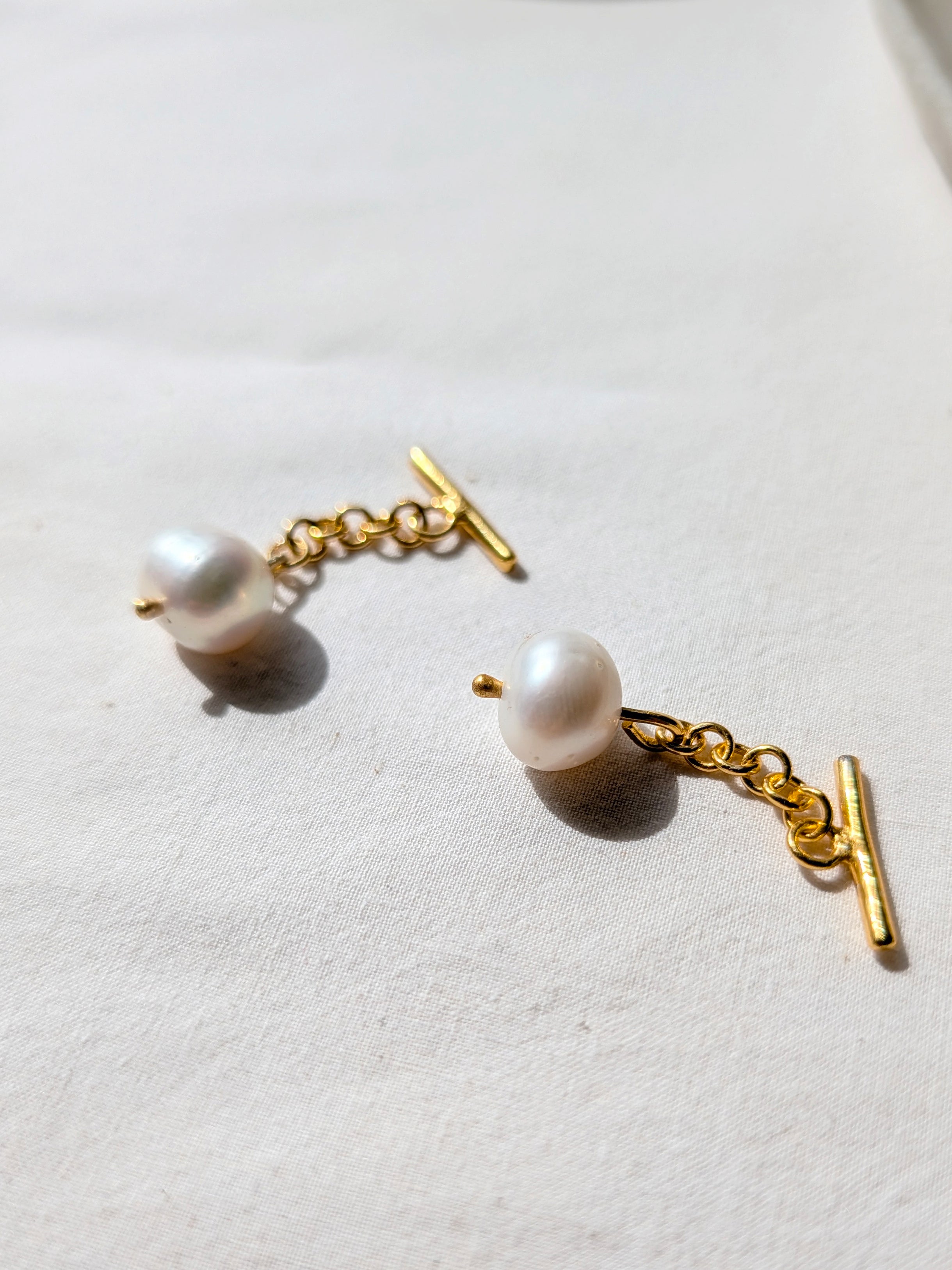 naura - Pearl Melon Chain Cufflinks